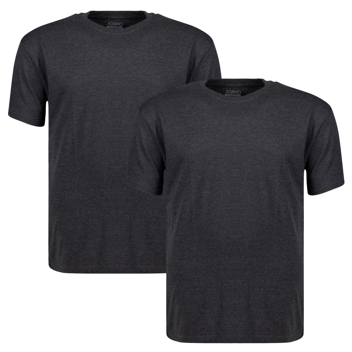 Vorderansicht ADAMO Übergrößen Herren T-Shirt Doppelpack COMFORT FIT in Anthrameliert, kurzarm, 2XL-12XL.