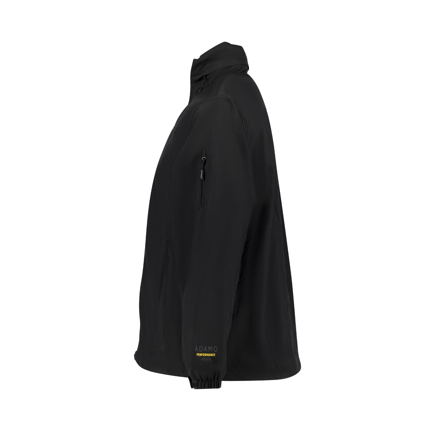 Seitenansicht ADAMO Herren 3in1 Jacke "Alaska" schwarz mit Reißverschlusstasche und Schriftzug „ADAMO PERFORMANCE 10.000“ in Übergrößen.