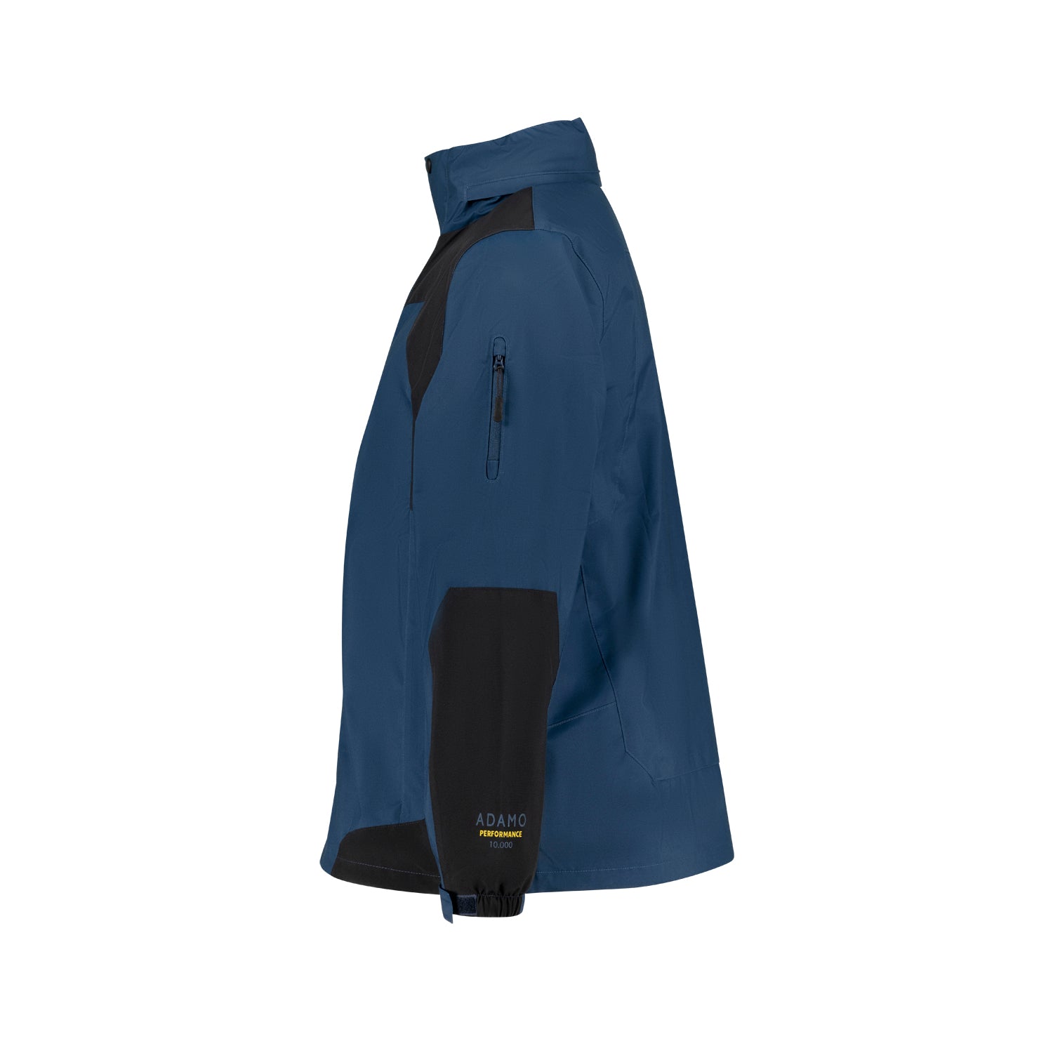 Seitenansicht ADAMO Herren 3in1 Jacke "Alaska" in Blau-Schwarz mit Schriftzug „ADAMO PERFORMANCE 10.000“ in Übergrößen.