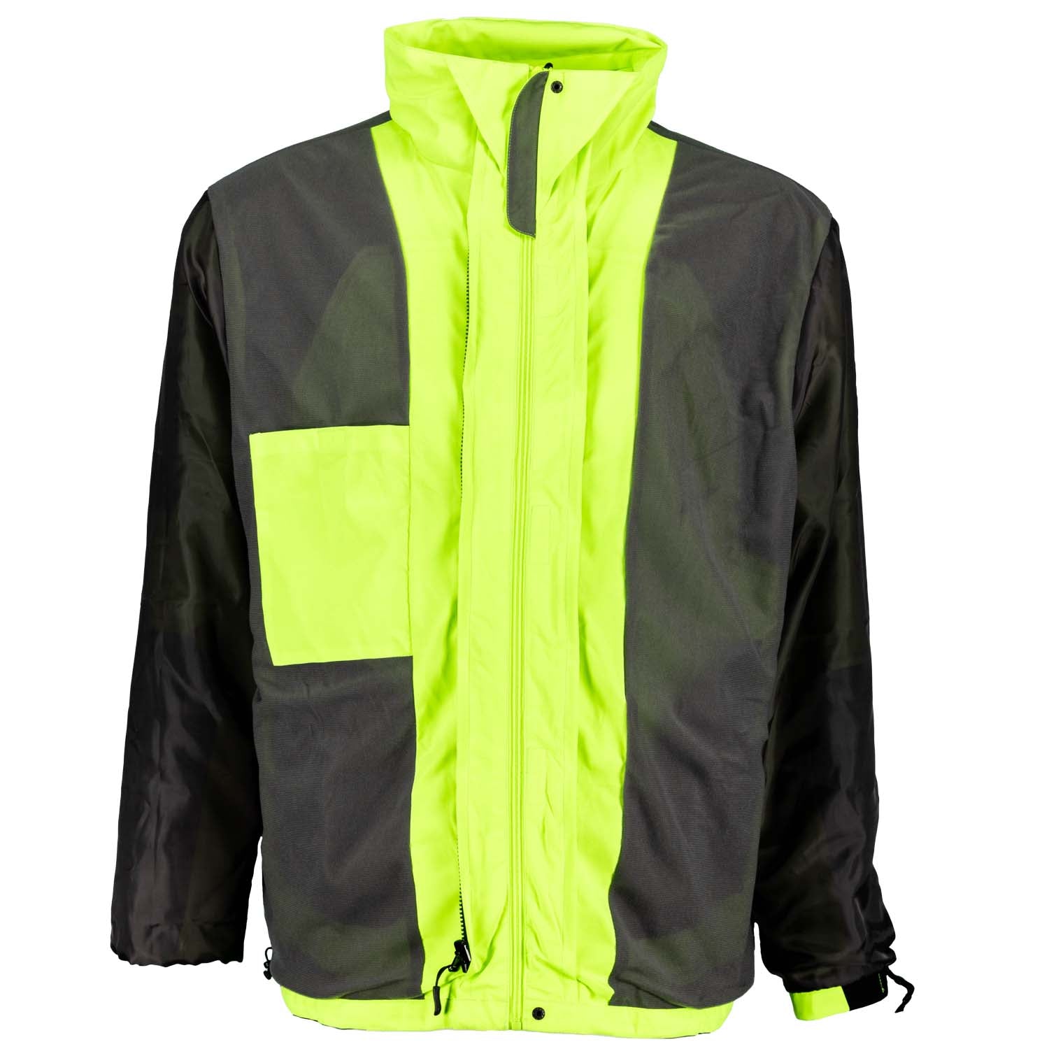 Vorderansicht der herausnehmbaren Innenjacke ADAMO Herren 3in1 Jacke in Neongelb, Übergrößen.