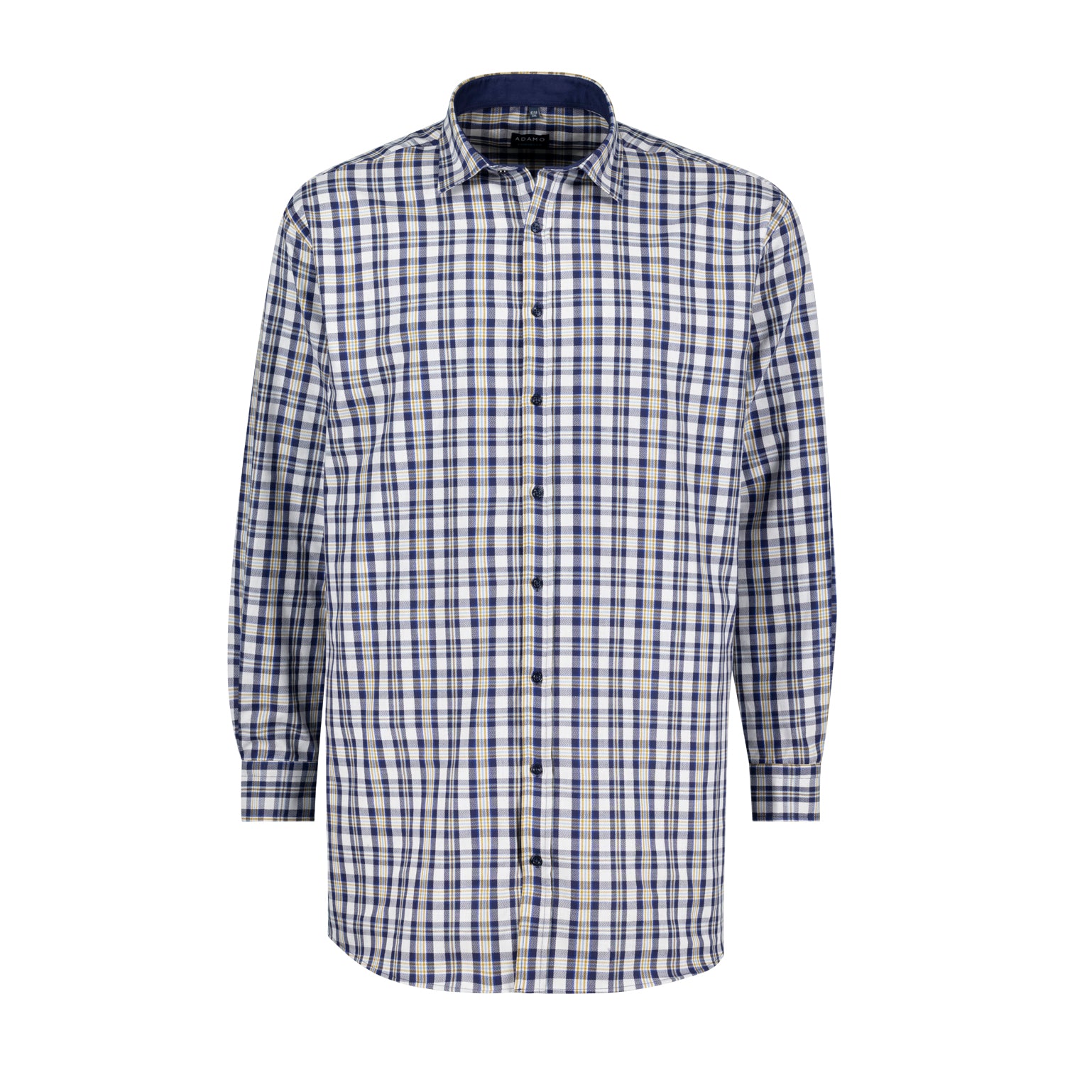 Vorderansicht ADAMO Übergrößen Herren Freizeithemd kariert COMFORT FIT, navy, langarm, 3XL-10XL.
