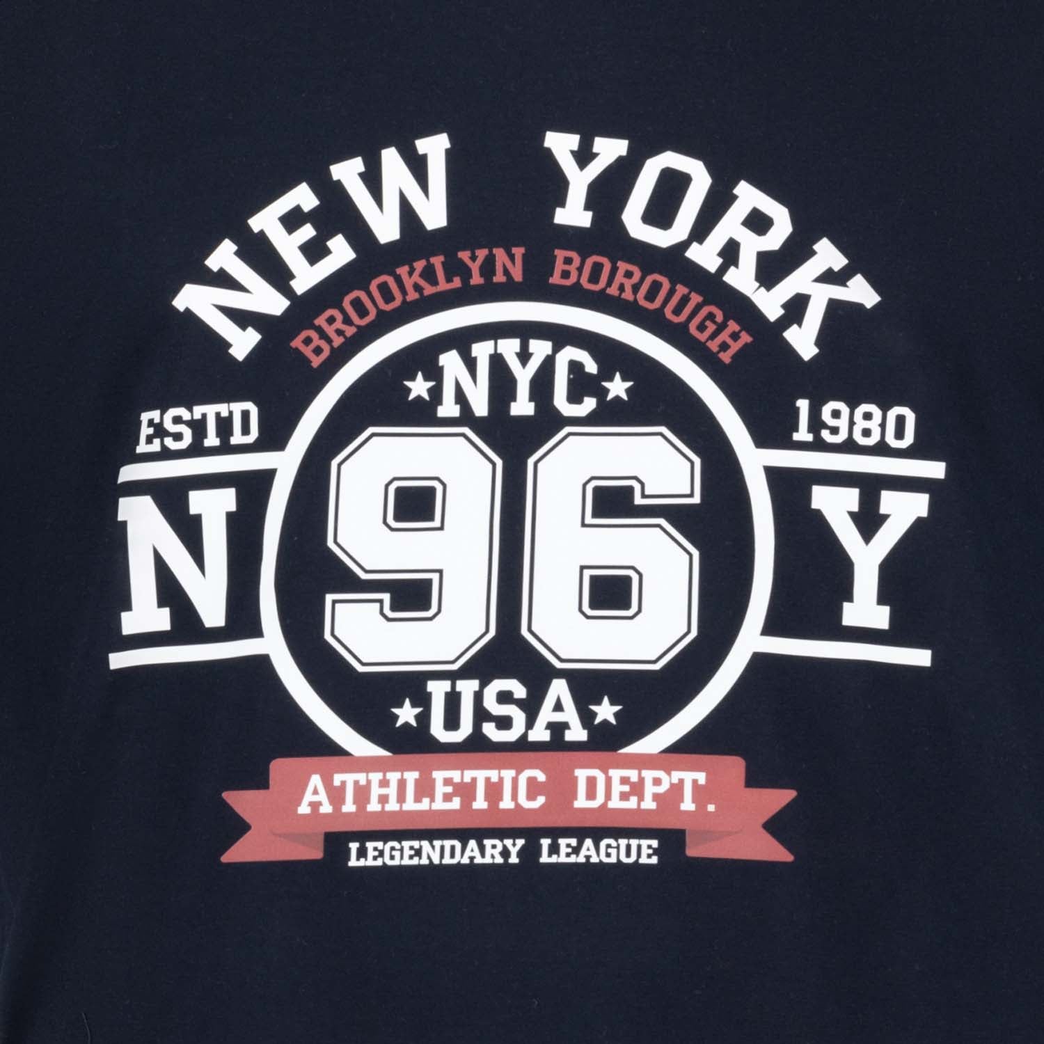 Detailansicht ADAMO Herren T-Shirt in Navy mit großem Print.