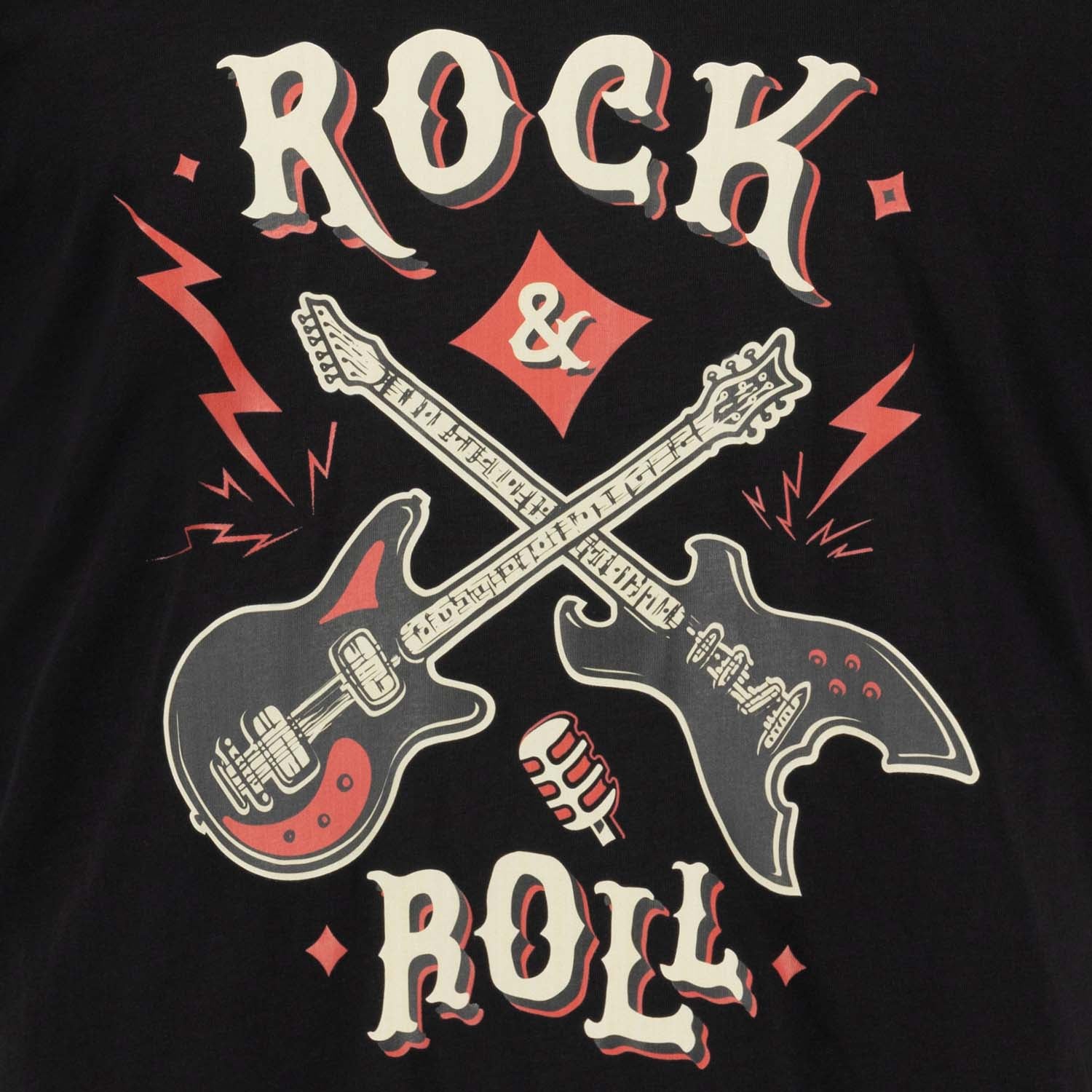 Detailansicht ADAMO Herren T-Shirt in Schwarz mit großem Print.