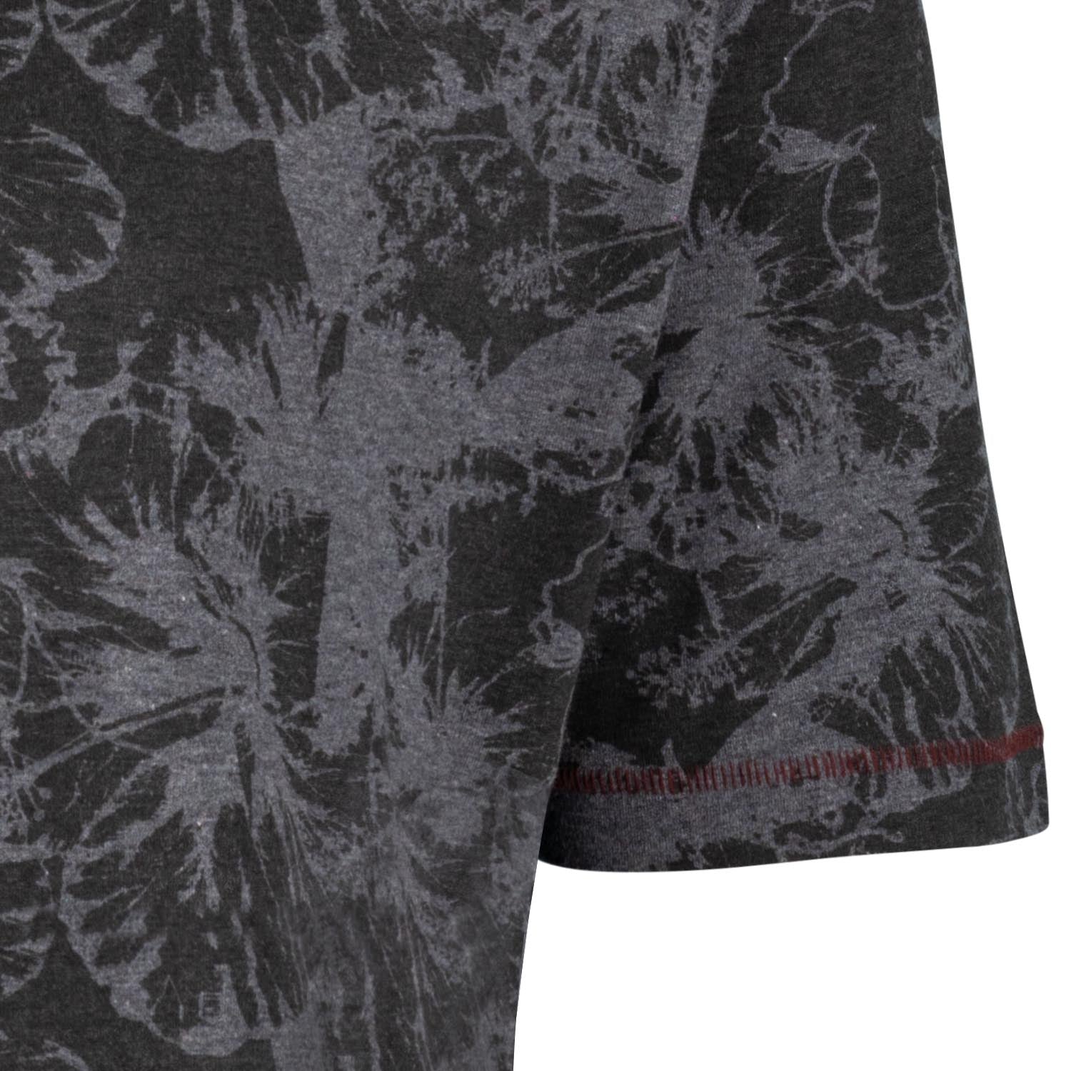 Detailansicht ADAMO Rundhals T-Shirt All-Over-Print Anthrameliert, Übergrößen bis 10XL.