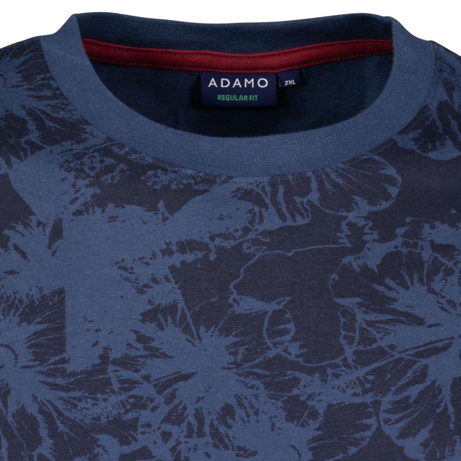 Detailansicht ADAMO Rundhals T-Shirt All-Over-Print Navy, Übergrößen bis 10XL.