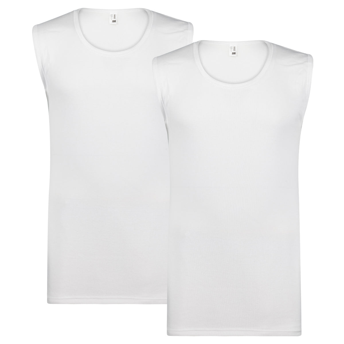 Vorderansicht ADAMO Herren-Feinripp Cityshirt weiß 2er-Pack.