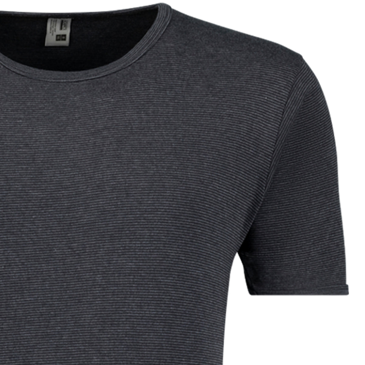 Detailansicht Feinripp T-Shirt kurzarm von ADAMO in Schwarz für Herren in großen Größen.