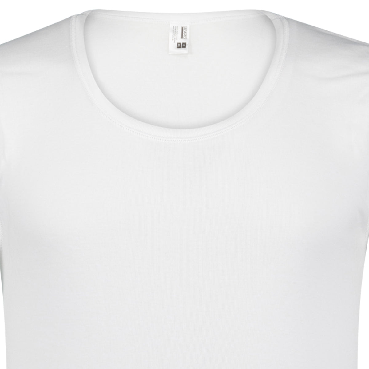 Detailansicht Halsausschnitt ADAMO Herren-Feinripp Cityshirt .