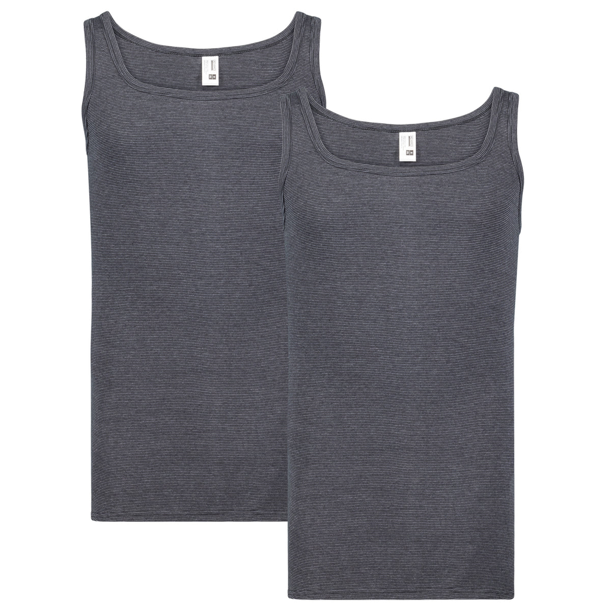 Vorderansicht ADAMO Herren Feinripp Unterhemd schwarz 2er Pack.
