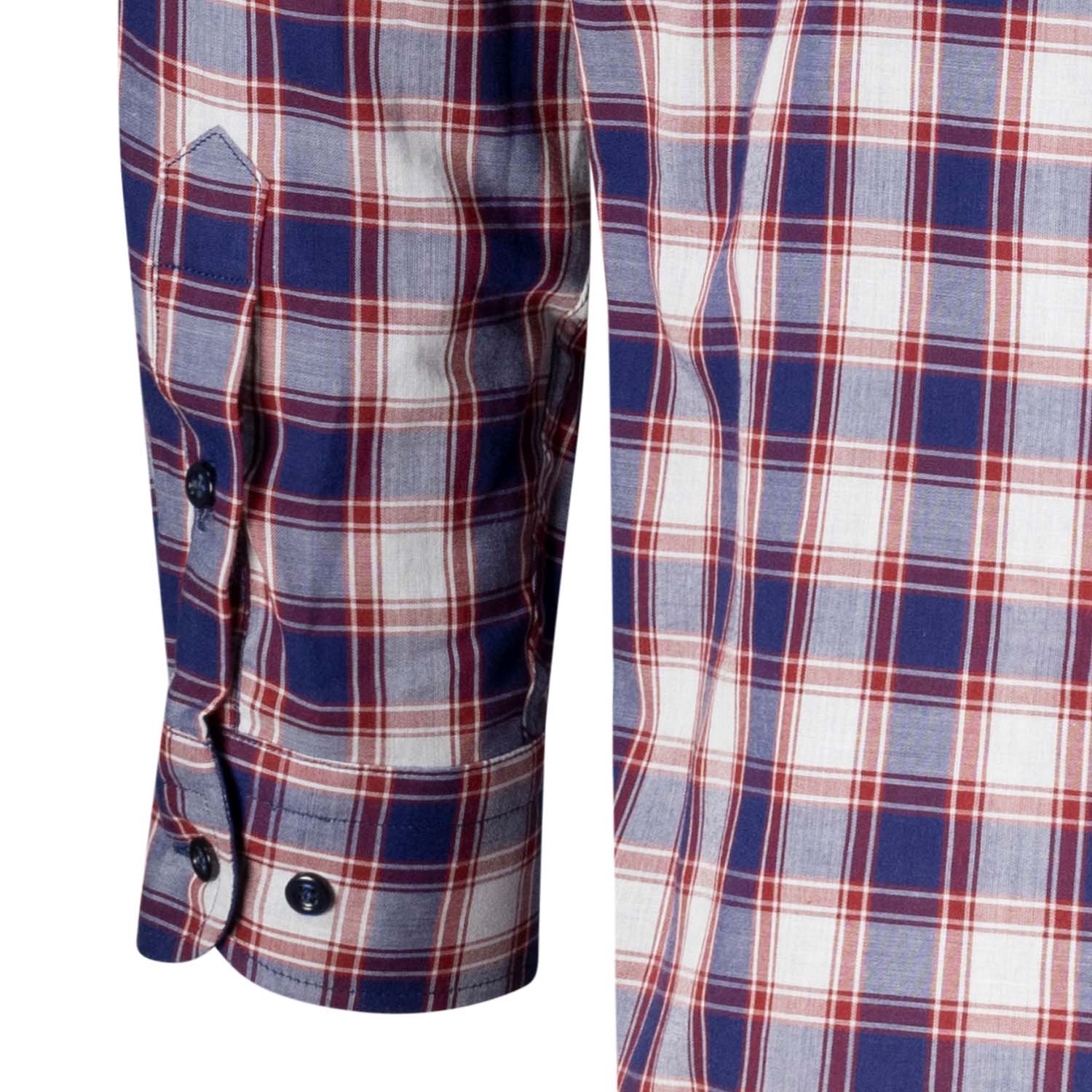 Detailansicht ADAMO Herren Freizeithemd kariert Übergrößen COMFORT FIT in Navy, langarm, 3XL-10XL.