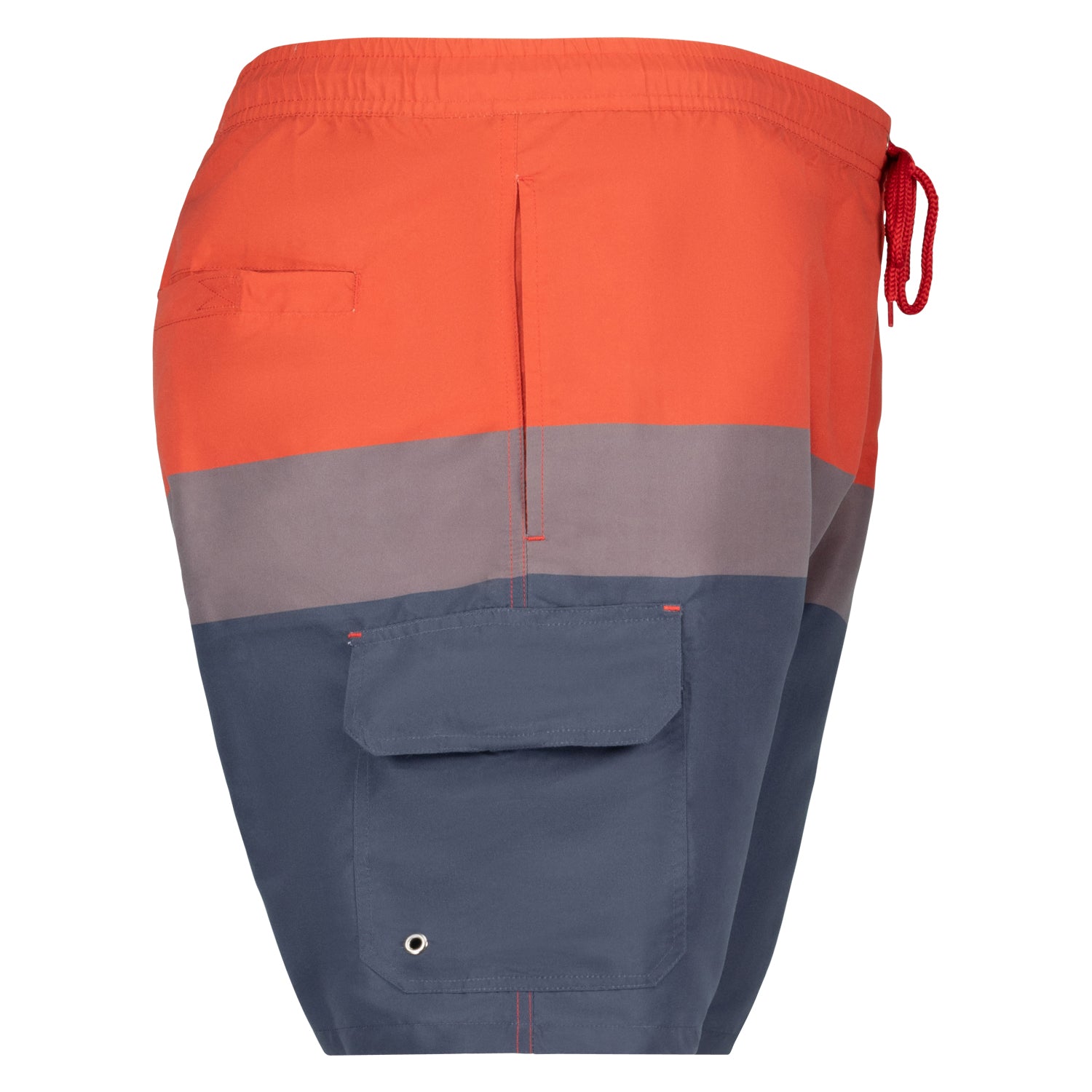 Seitenansicht ADAMO Herren Beachbermuda in Navy/Rot große Größen bis 12XL.