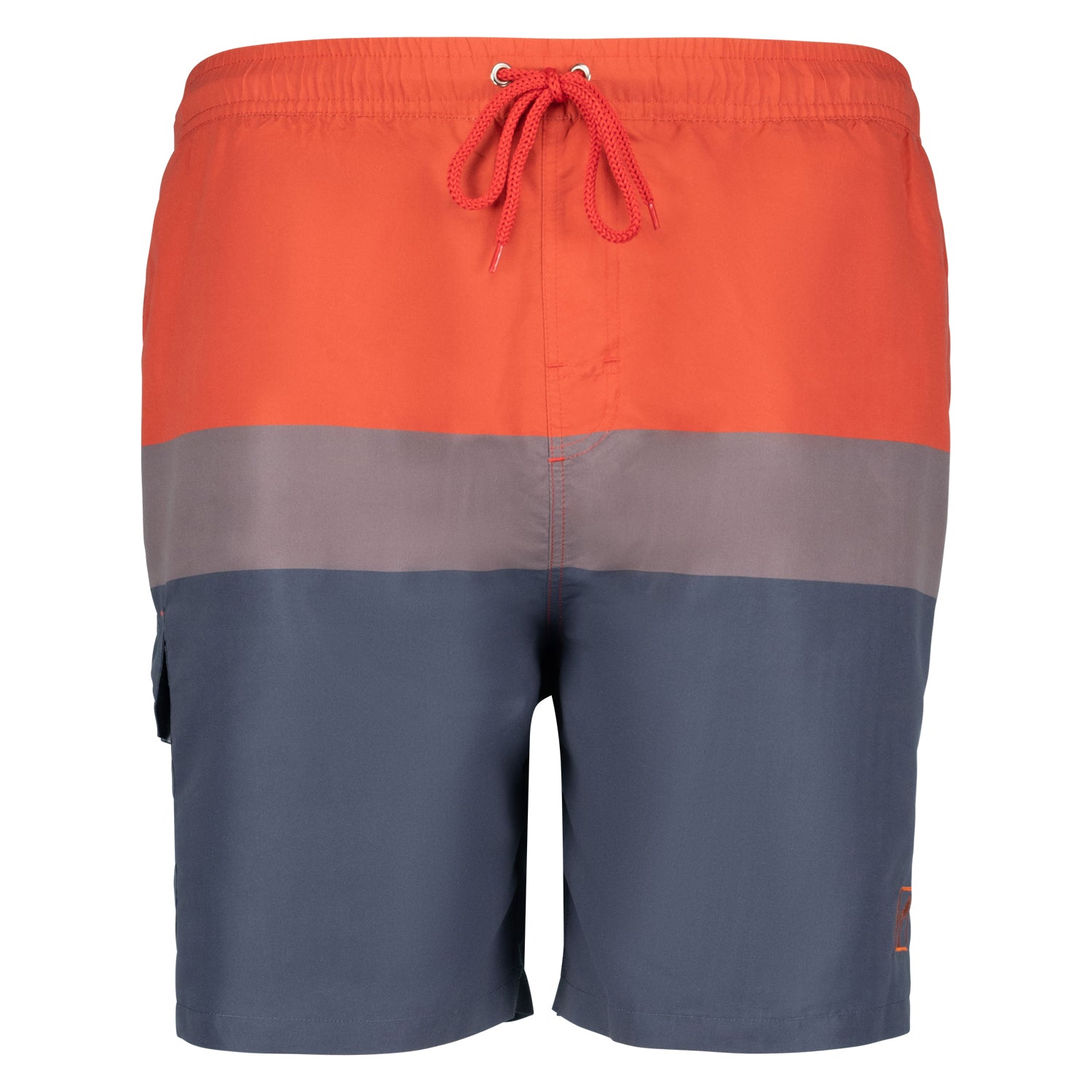 Vorderansicht ADAMO Herren Beachbermuda in Navy/Rot große Größen bis 12XL.
