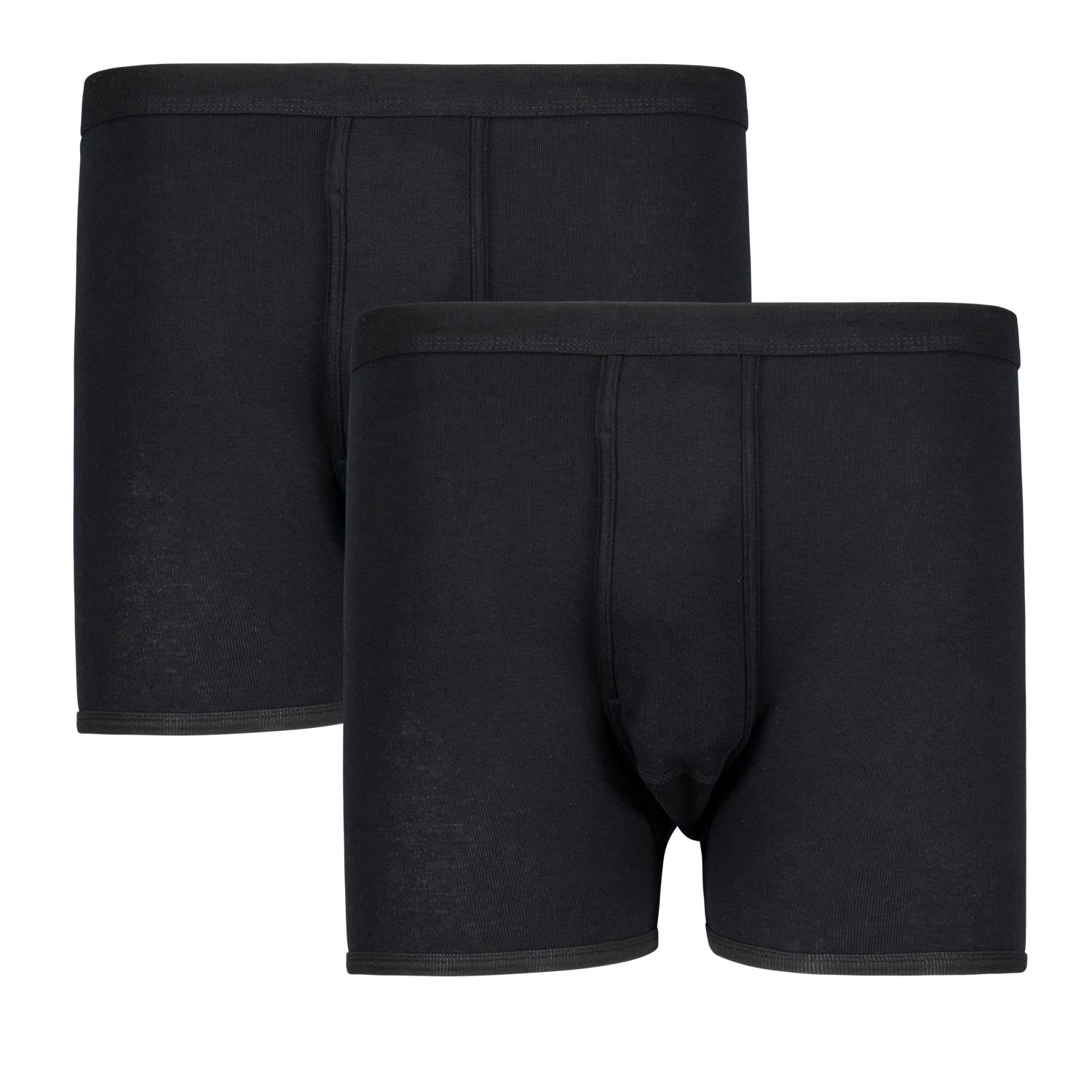 Vorderansicht ADAMO Herren Feinripp Pant schwarz mit Eingriff.