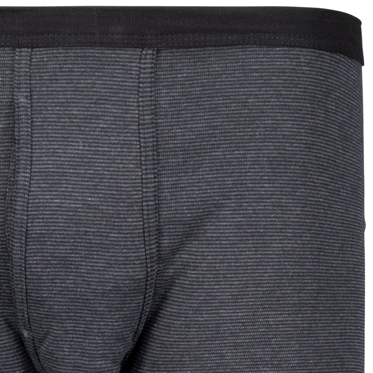 Seitliche Vorderansicht Herren Feinripp Pant schwarz mit Eingriff, ADAMO.