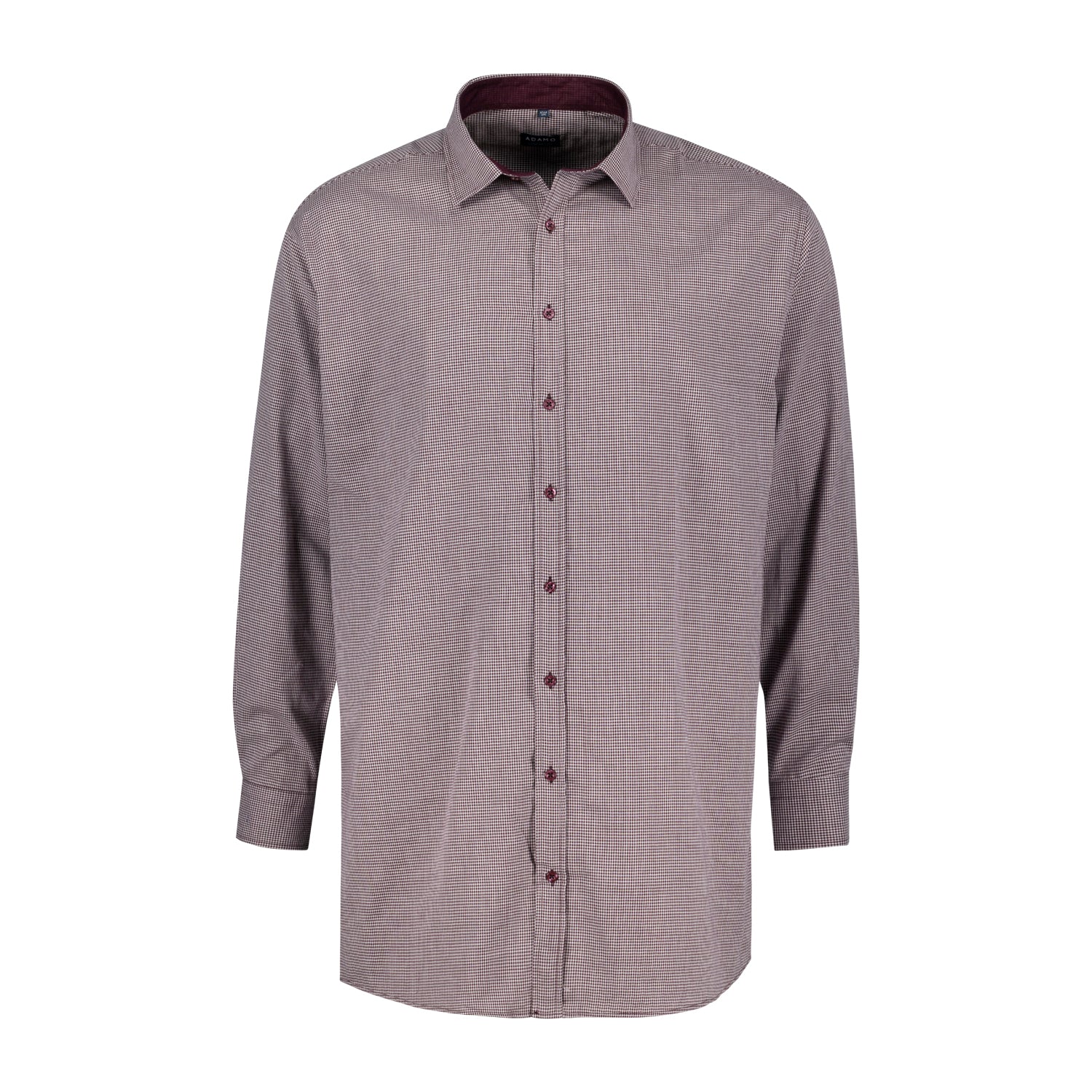 Vorderansicht ADAMO Übergrößen Herren Freizeithemd kariert COMFORT FIT, bordeaux, langarm, 3XL-10XL.