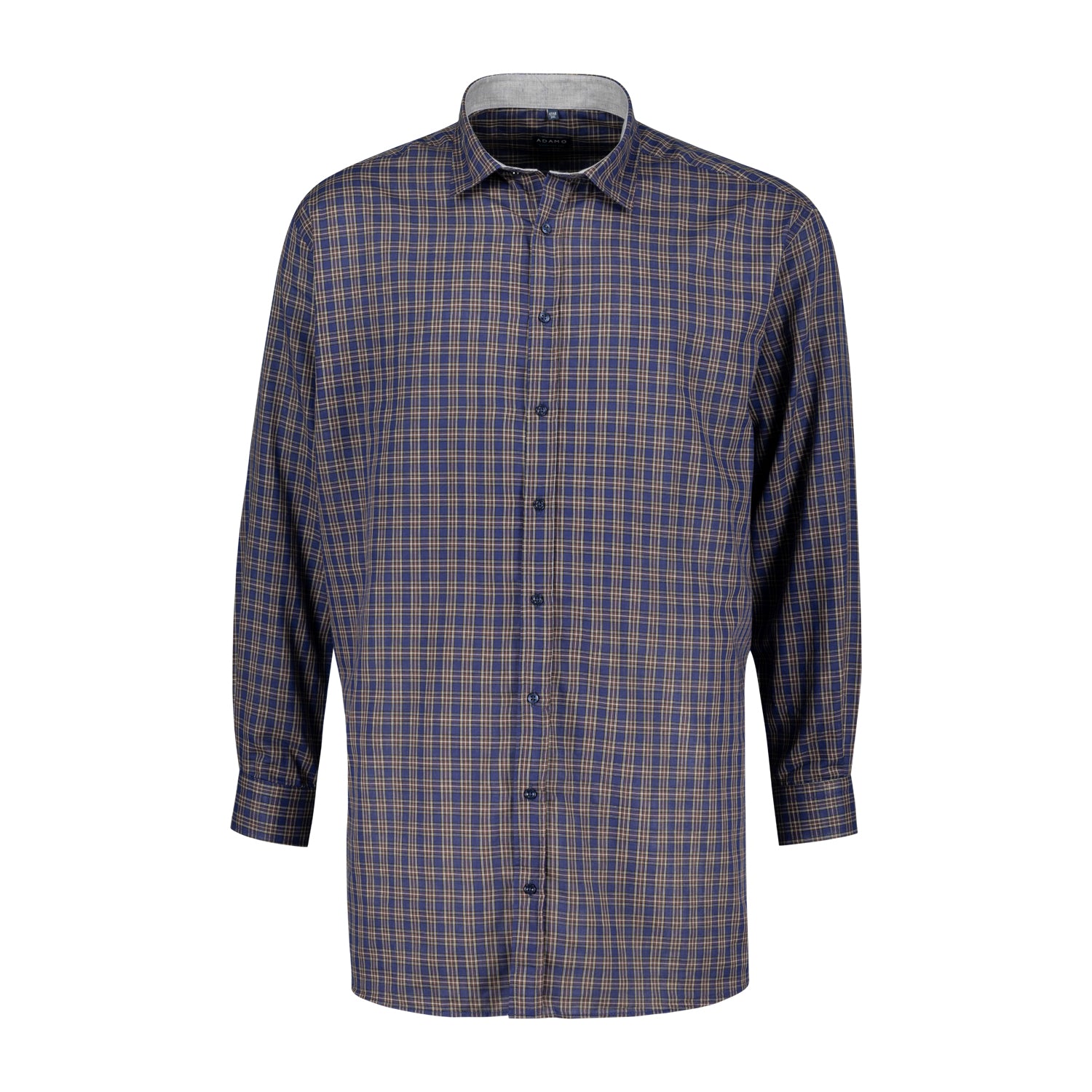 Vorderansicht ADAMO Übergrößen Herren Freizeithemd kariert COMFORT FIT, navy, langarm, 3XL-10XL.