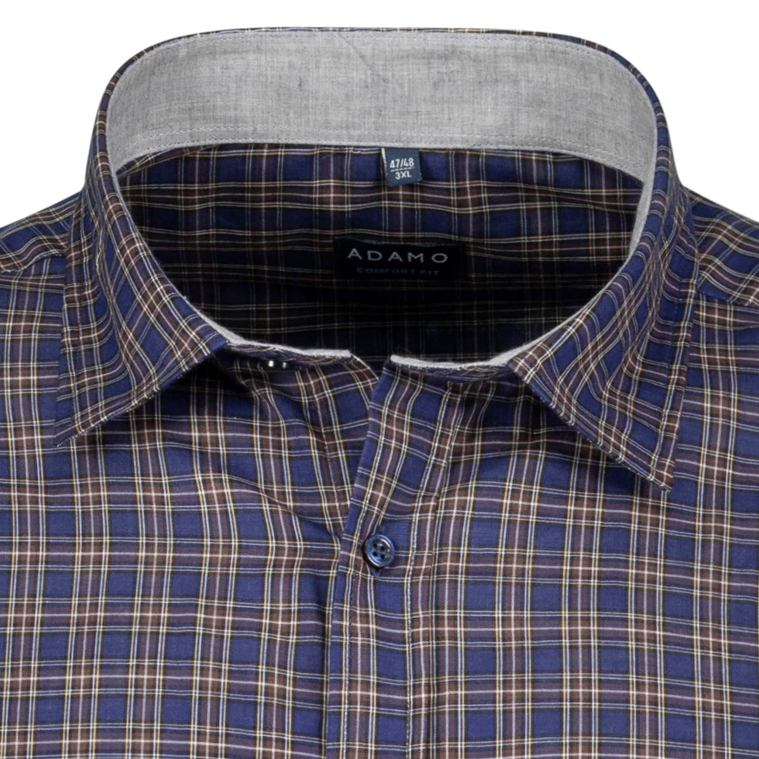 Detailansicht ADAMO Herren Freizeithemd kariert Übergrößen COMFORT FIT in Navy, langarm, 3XL-10XL.