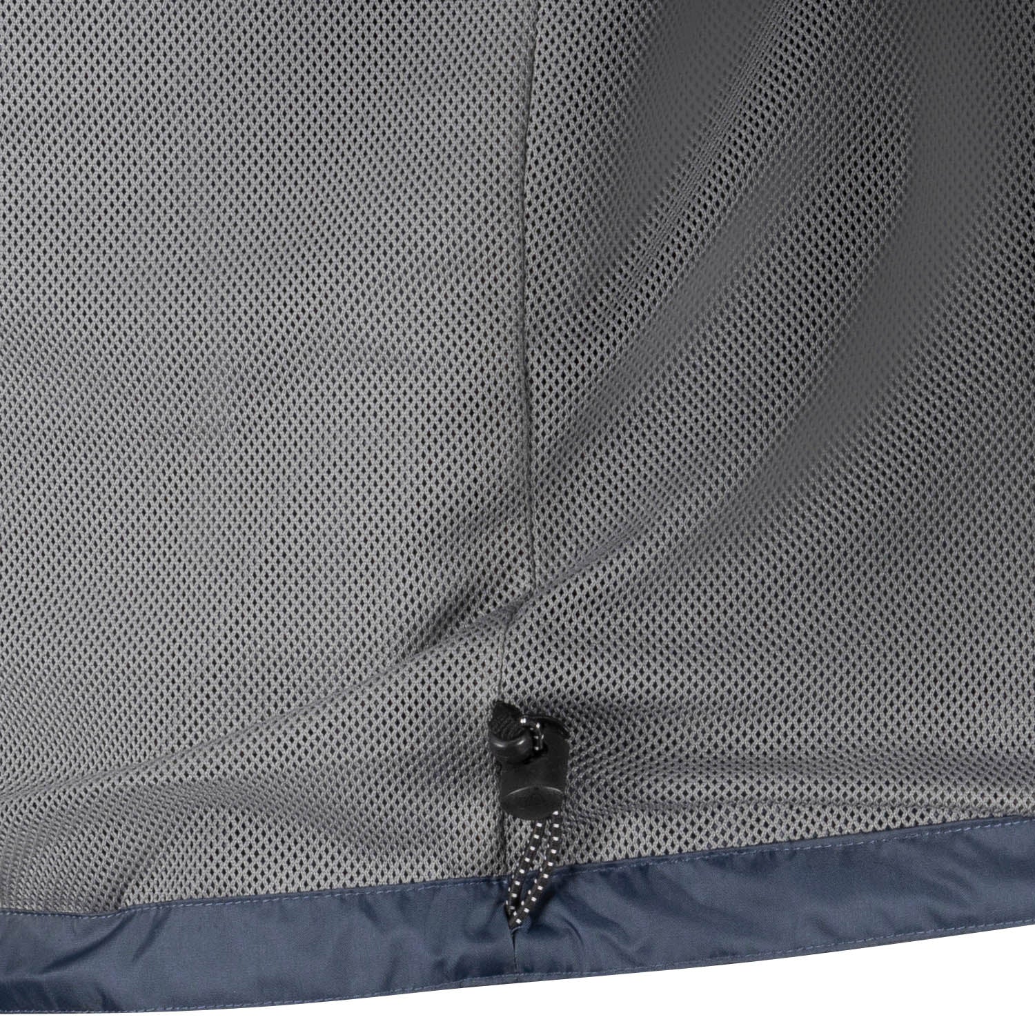 Detailansicht des Kordelzugs und Mesh-Innenfutters der ADAMO Herren-Regenjacke "Virginia"