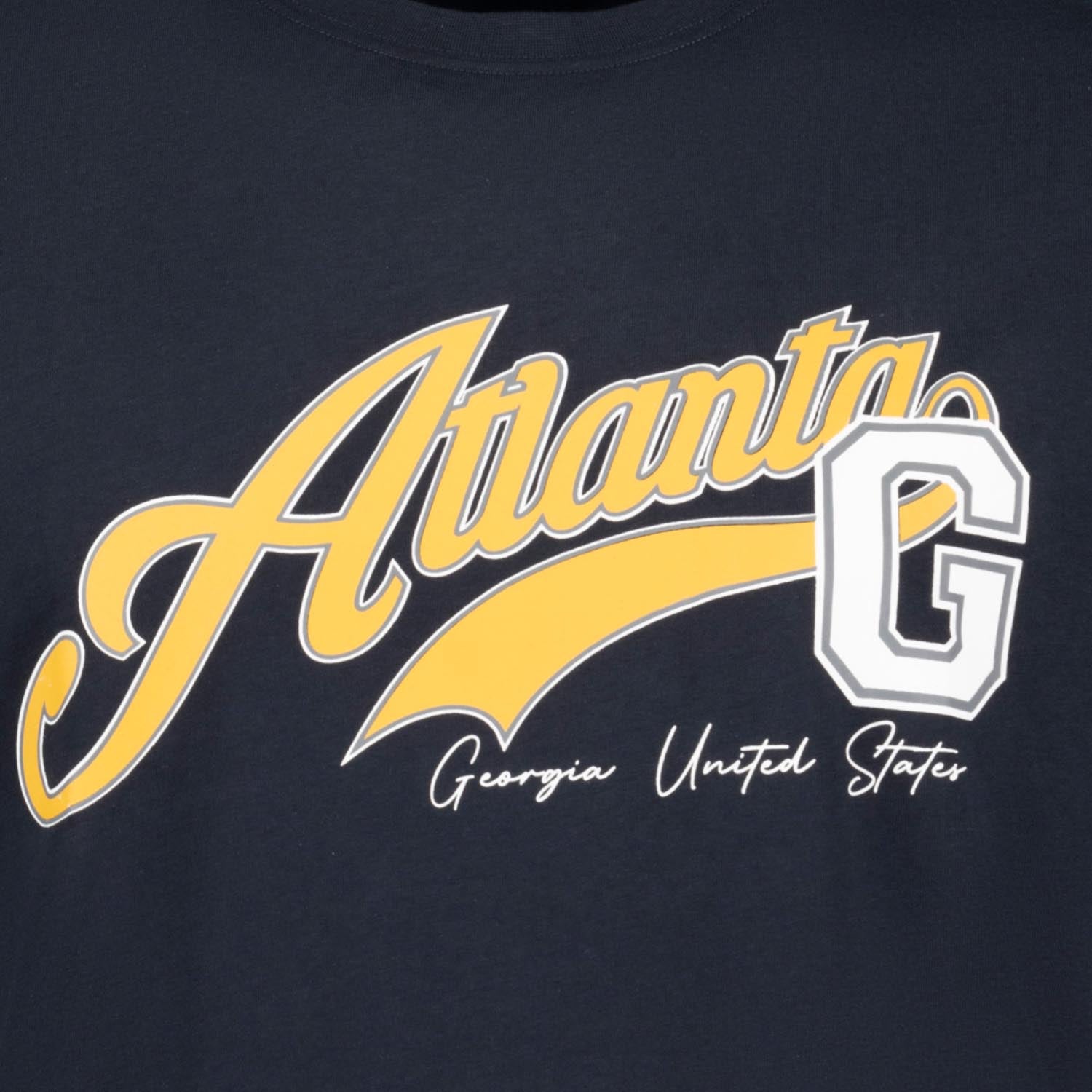 Detailansicht ADAMO Herren T-Shirt in Navy mit großem Print.