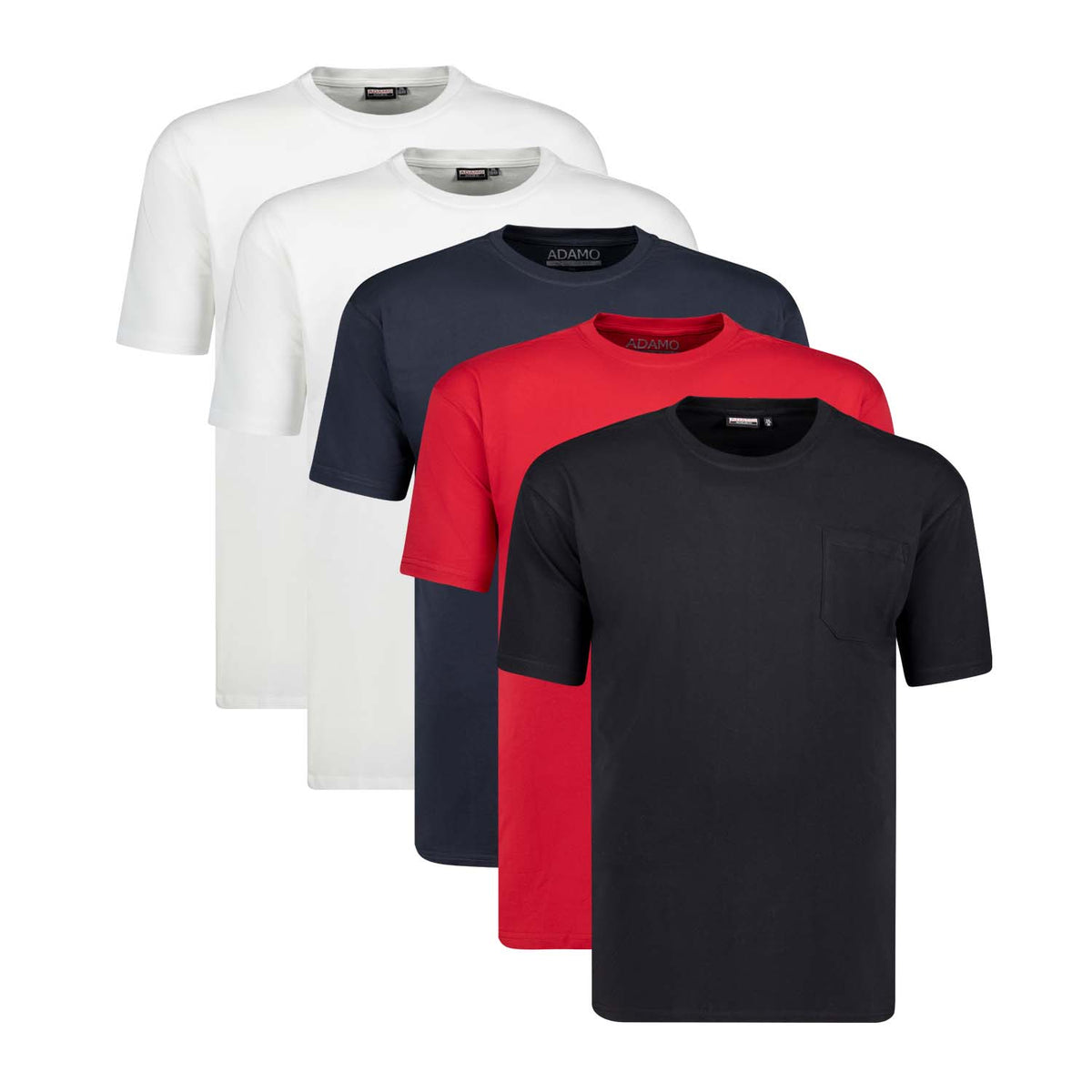 139055 T-Shirt Regular Fit mit Brusttasche 5er Pack