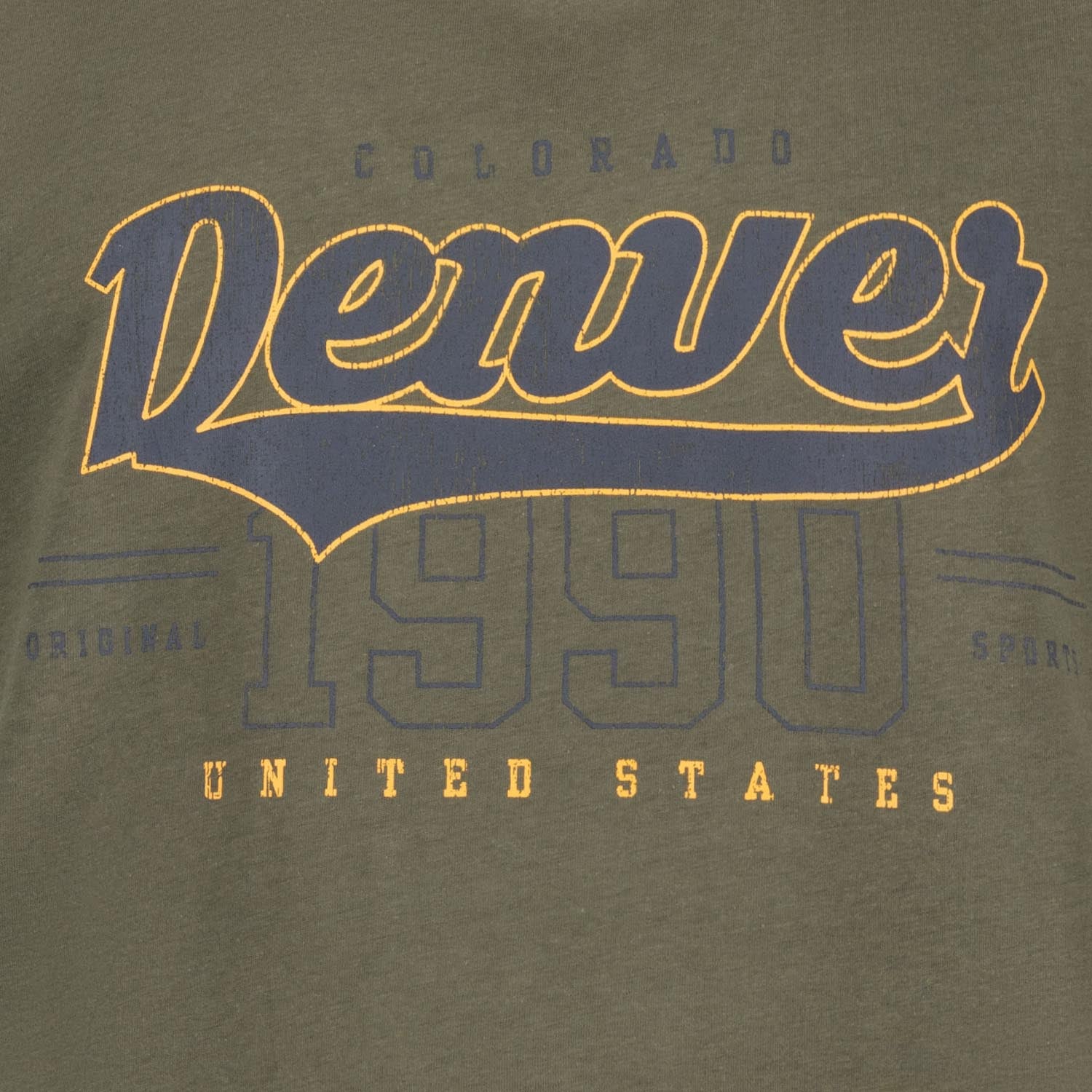 Detailansicht ADAMO Herren Muskelshirt in Oliv mit großem Print.