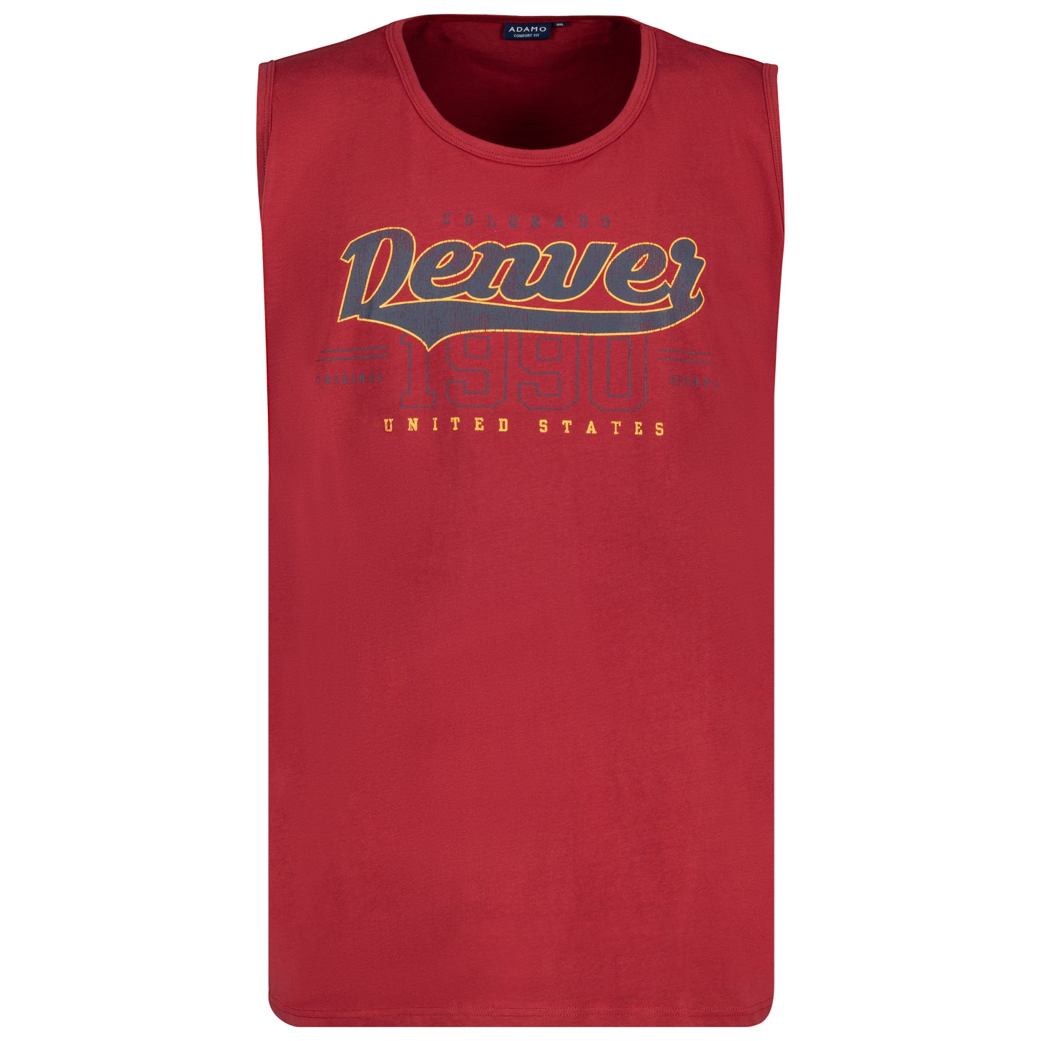 Vorderansicht ADAMO Übergrößen Herren Muskelshirt mit Print in Weinrot COMFORT FIT 2XL-14XL.