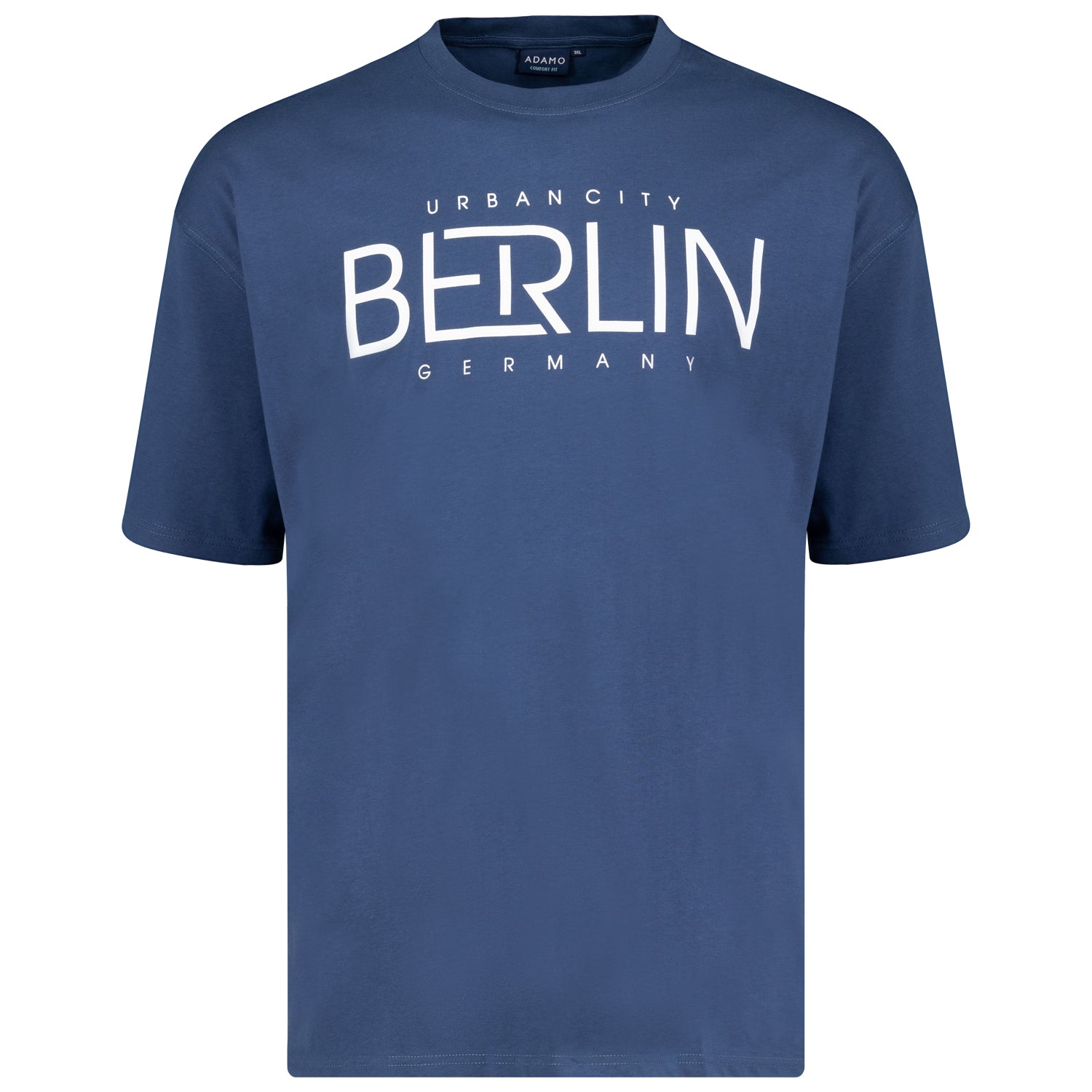 Vorderansicht ADAMO Herren T-Shirt mit Print in Admiral, COMFORT FIT, Übergrößen 2XL-14XL.