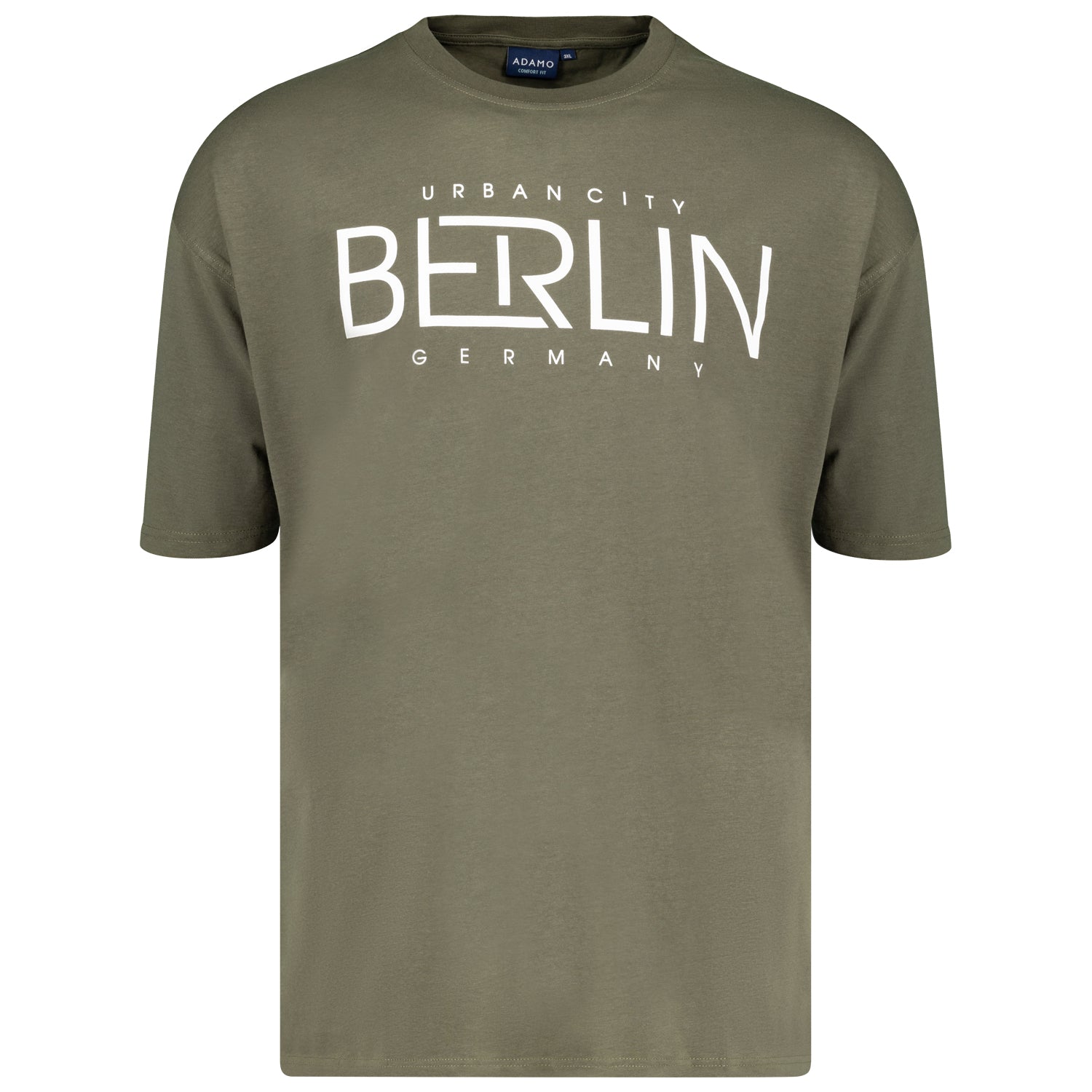 Vorderansicht ADAMO Herren T-Shirt mit Print in Oliv, COMFORT FIT, Übergrößen 2XL-14XL.