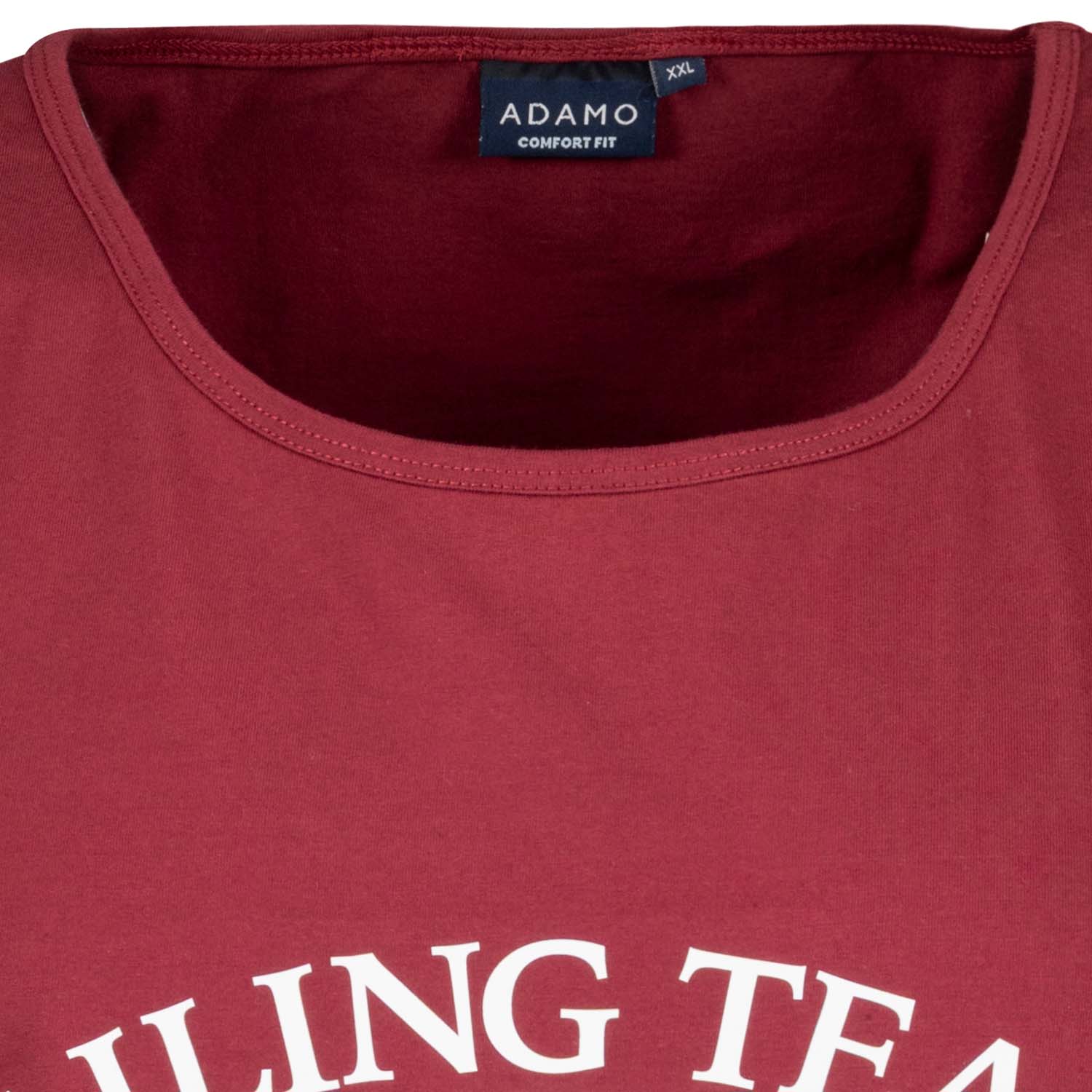 Detailansicht ADAMO Herren Tank Top weinrot mit Rundhalsausschnitt und großem Print.