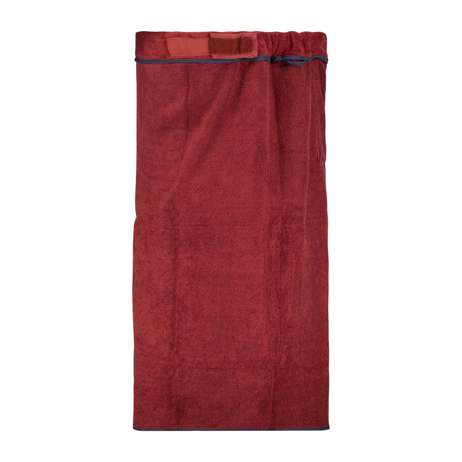 Innenansicht ADAMO Damen XXL-Sauna Kilt in Weinrot mit Klettverschluss und Seitentaschen, weiches Material.