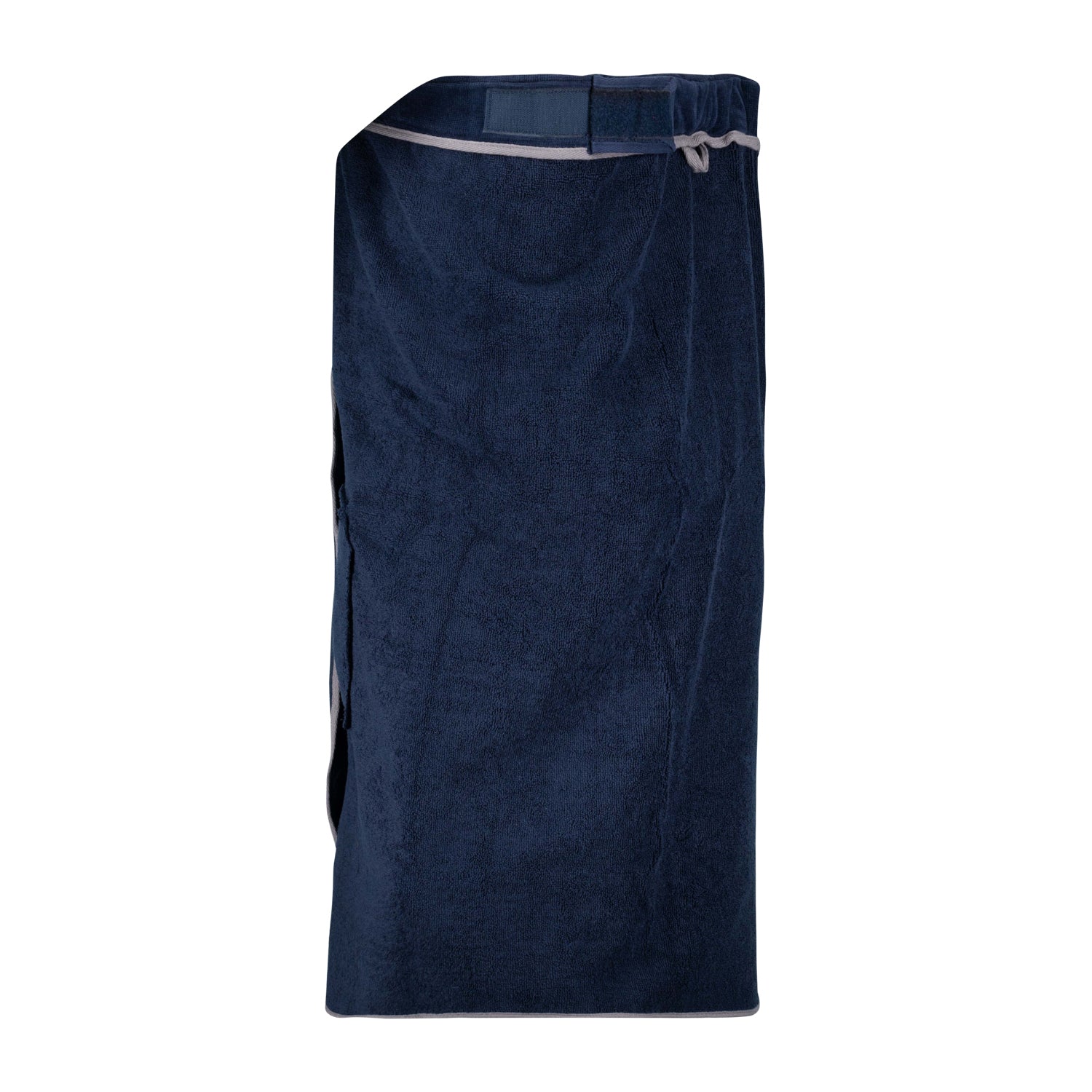 Innenansicht ADAMO Damen XXL-Sauna Kilt in Navy mit Klettverschluss und Seitentaschen, weiches Material.