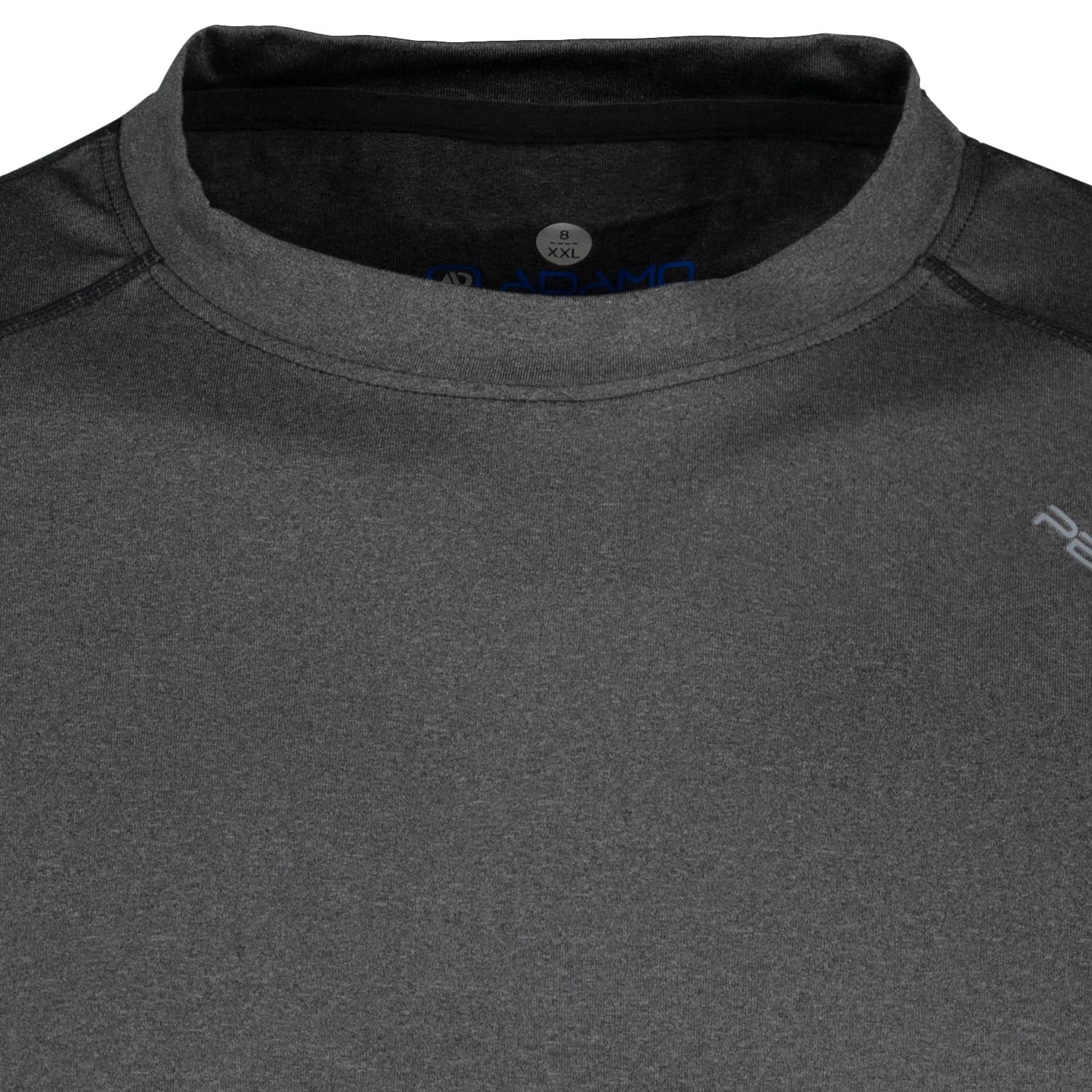 Detailansicht ADAMO Herren Kurzarm Übergrößen Funktionsshirt mit Rundhalsausschnitt in Graphit.