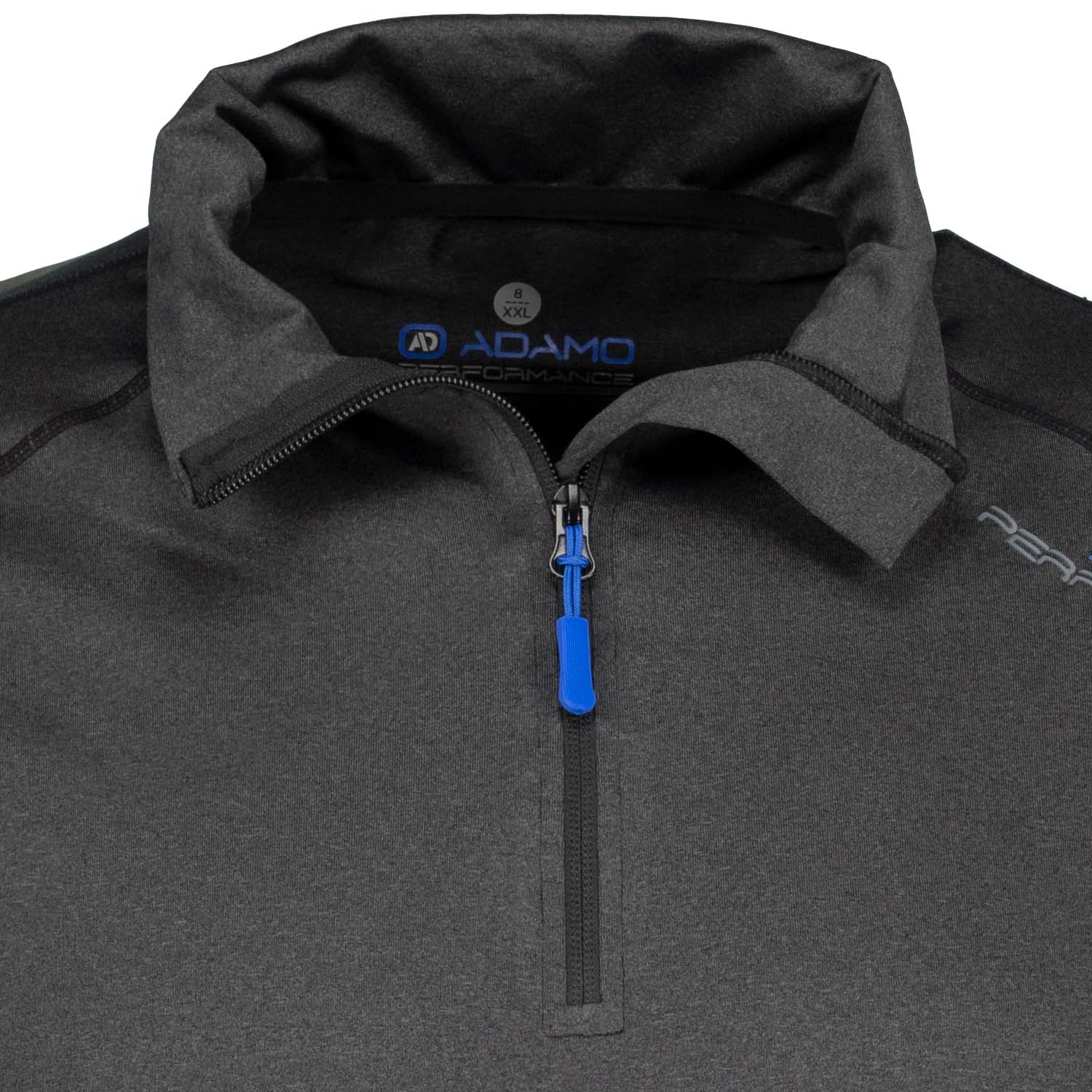 Detailansicht ADAMO Herren Übergrößen Funktions 1/4 Zip Top in Graphit.