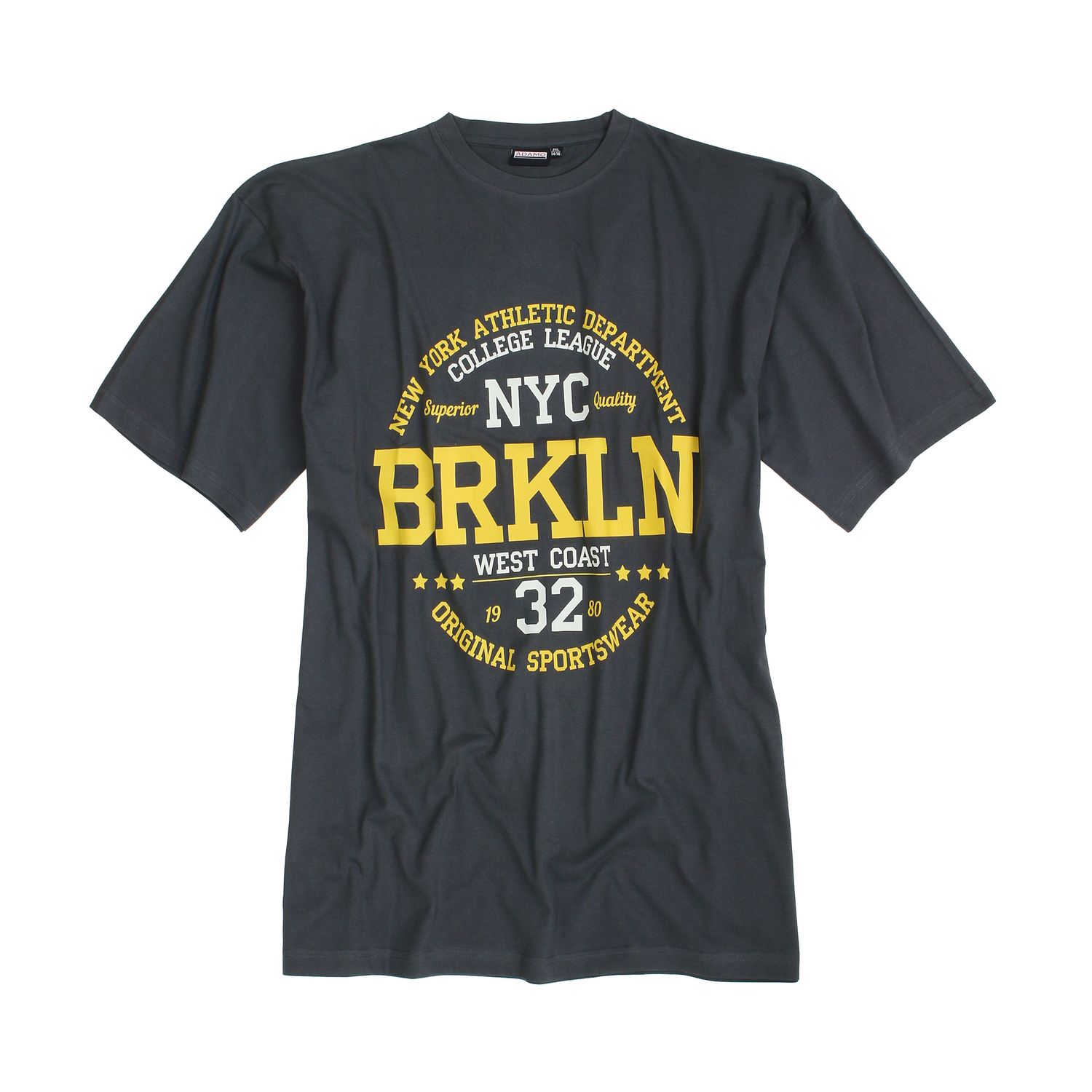 Vorderansicht ADAMO Übergrößen Herren T-Shirt COMFORT FIT mit Print, anthrazit, kurzarm, 2XL-12XL.