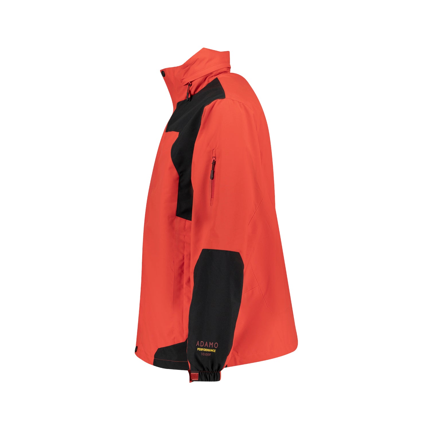 Seitenansicht ADAMO Herren 3in1 Jacke "Alaska" in Rot-Schwarz mit Schriftzug „ADAMO PERFORMANCE 10.000“ in Übergrößen.
