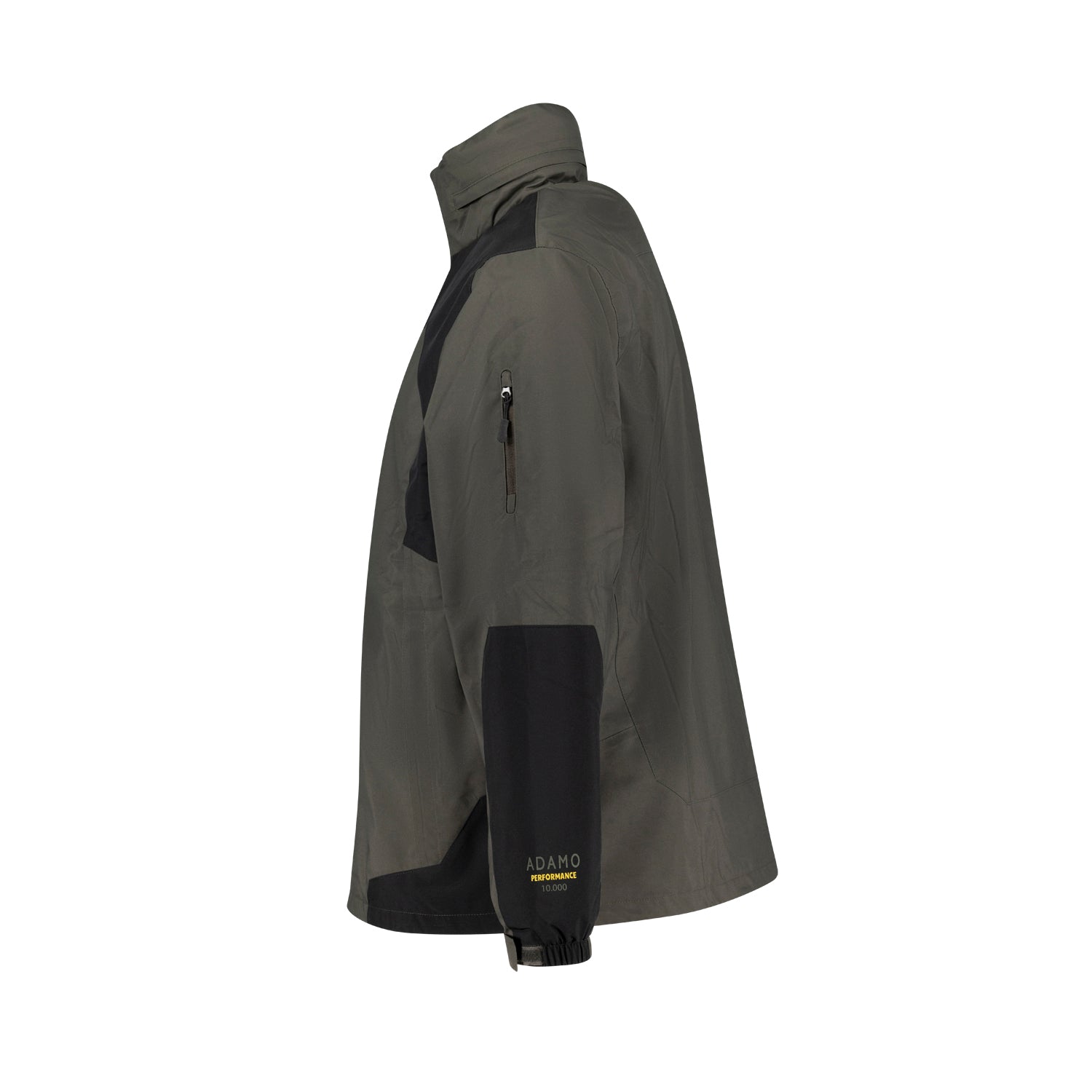 Seitenansicht ADAMO Herren 3in1 Jacke "Alaska" in Oliv-Schwarz mit Schriftzug „ADAMO PERFORMANCE 10.000“ in Übergrößen.