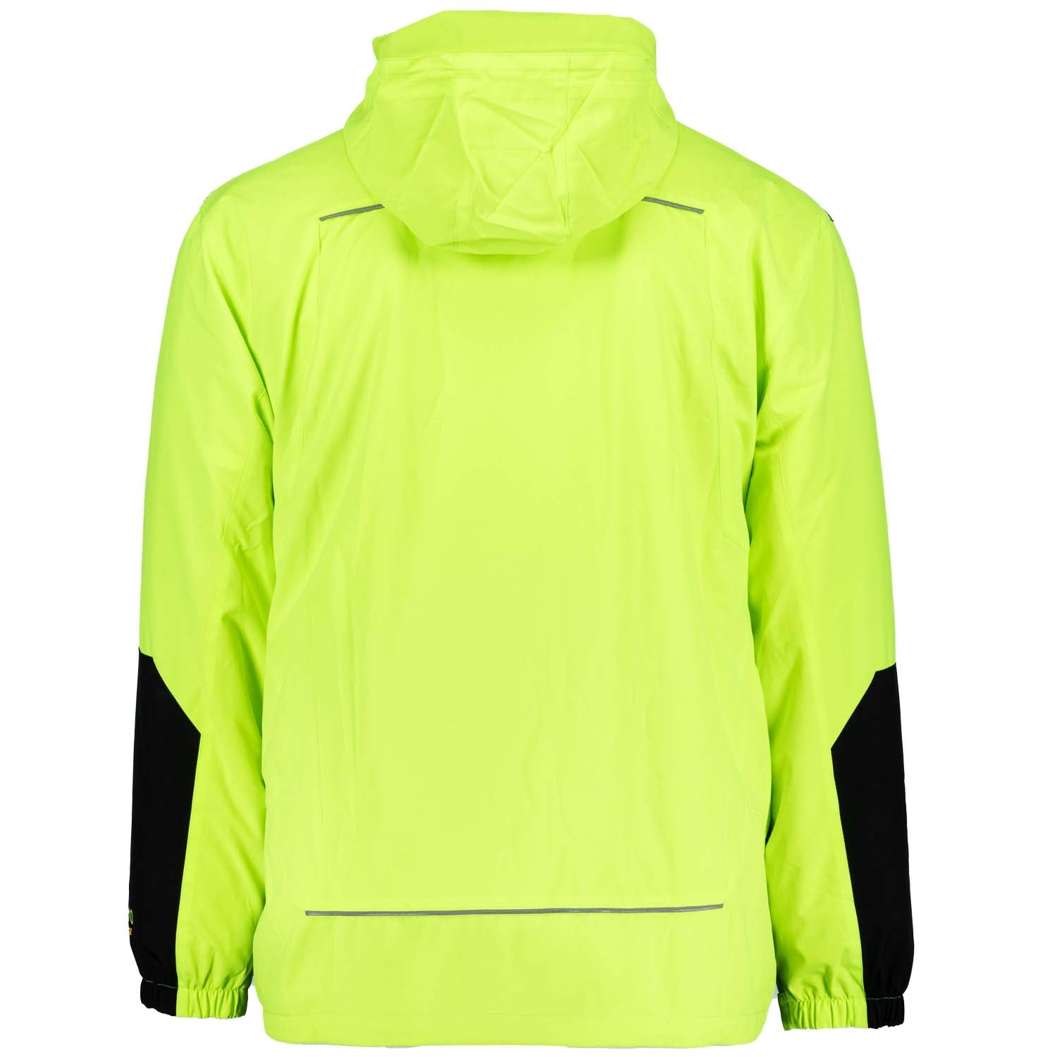 Rückansicht ADAMO Herren 3in1 Jacke in Neongelb mit verstaubarer Kapuze in Übergrößen.