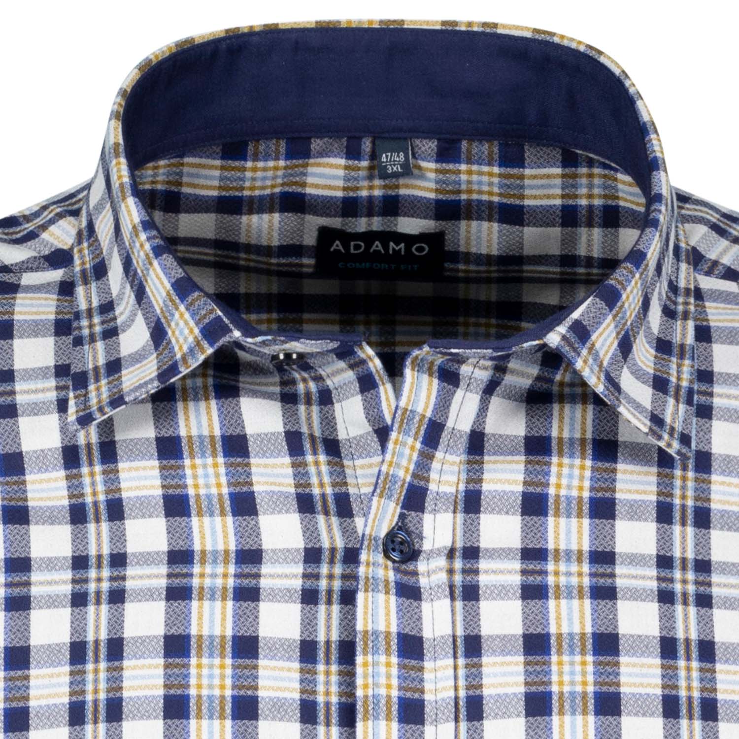 Detailansicht ADAMO Herren Freizeithemd kariert Übergrößen COMFORT FIT in Navy, langarm, 3XL-10XL.