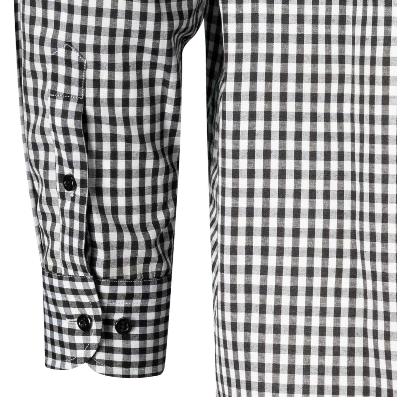 Detailansicht ADAMO Herren Freizeithemd kariert Übergrößen COMFORT FIT in Schwarz, langarm, 3XL-10XL.