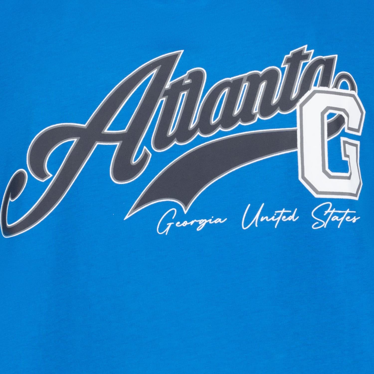 Detailansicht ADAMO Herren Muskelshirt in Azur mit großem Print. 