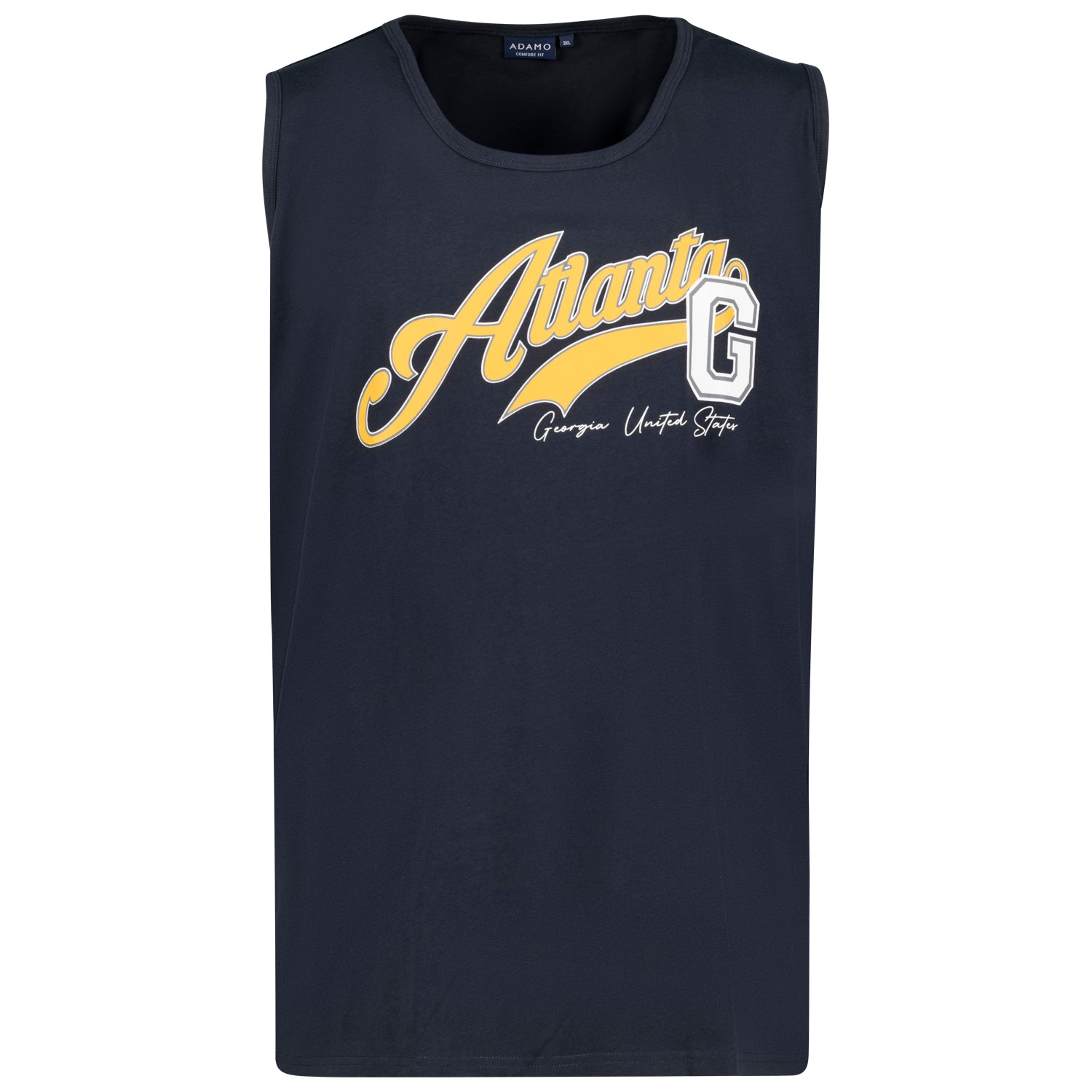 Vorderansicht ADAMO Übergrößen Herren Muskelshirt mit Print in Navy COMFORT FIT 2XL-14XL.