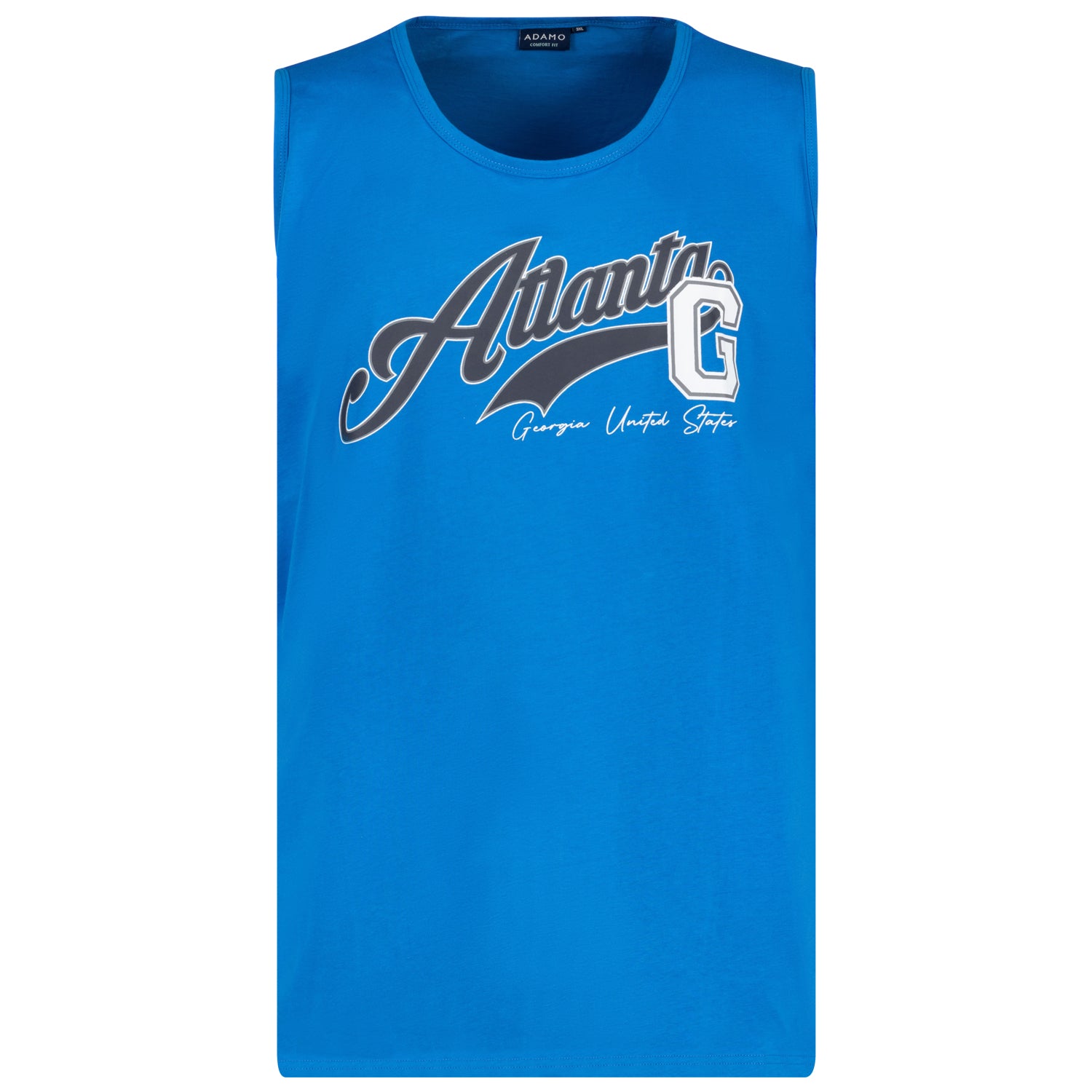 Vorderansicht ADAMO Übergrößen Herren Muskelshirt mit Print in Azur COMFORT FIT 2XL-14XL.
