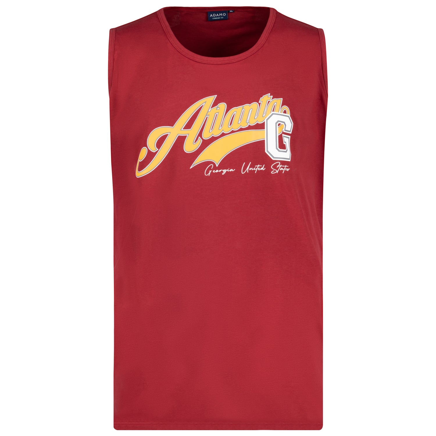 Vorderansicht ADAMO Übergrößen Herren Muskelshirt mit Print in Weinrot COMFORT FIT 2XL-14XL.
