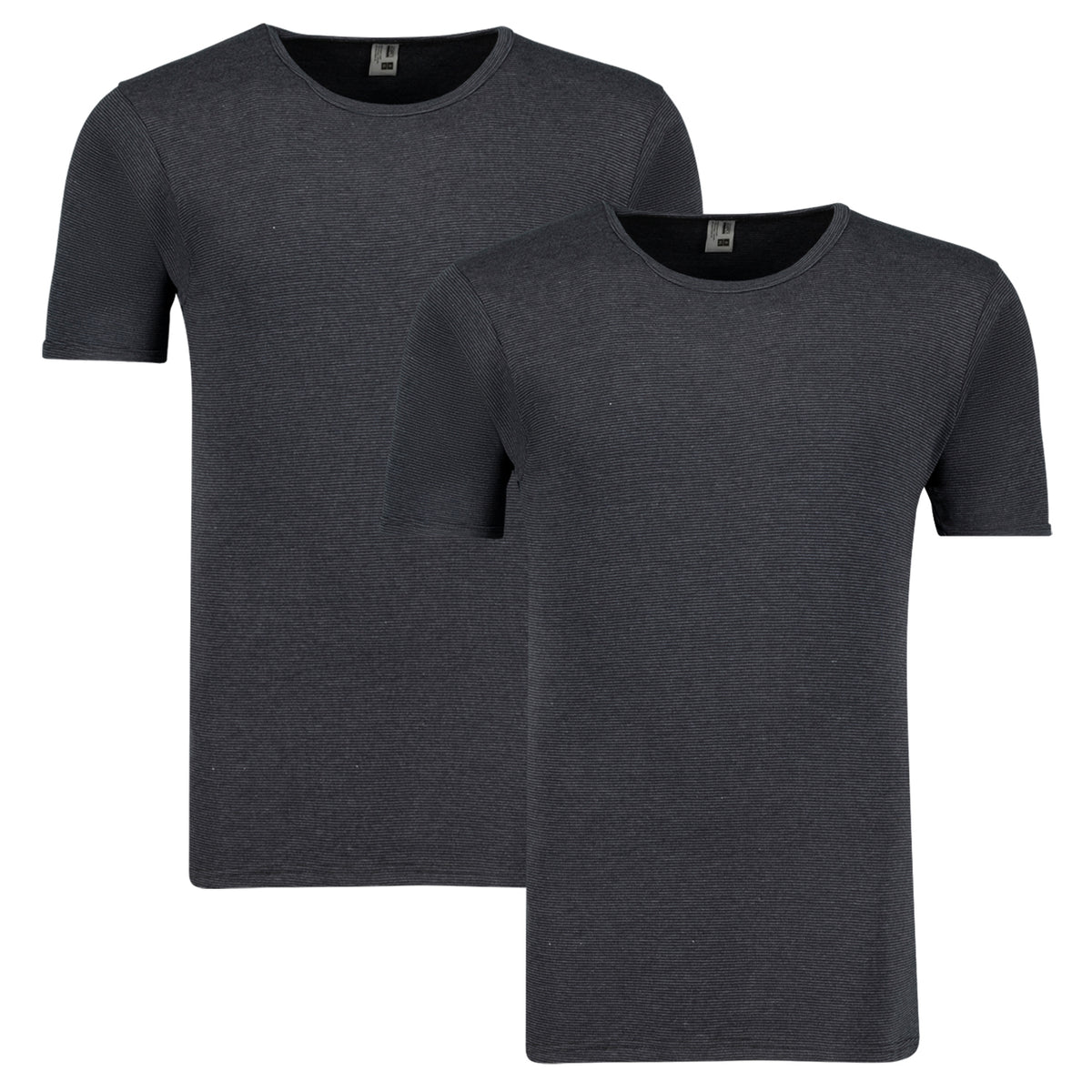Vorderansicht Herren Feinripp T-Shirt ½ Arm schwarz 2er Pack von ADAMO.