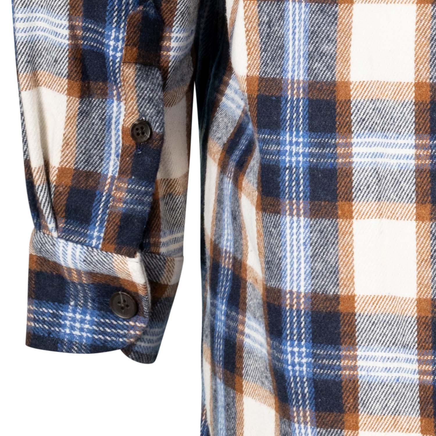 Detailansicht ADAMO Herren Flanellhemd kariert Übergrößen COMFORT FIT in Navy, langarm, 3XL-10XL.