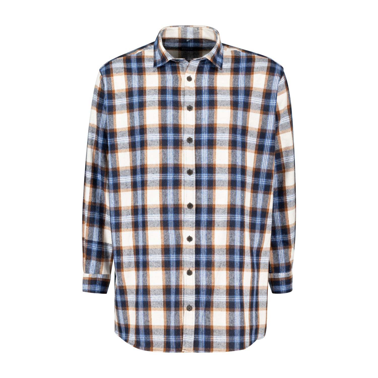 Vorderansicht ADAMO Übergrößen Herren Flanellhemd kariert COMFORT FIT, navy, langarm, 3XL-10XL.