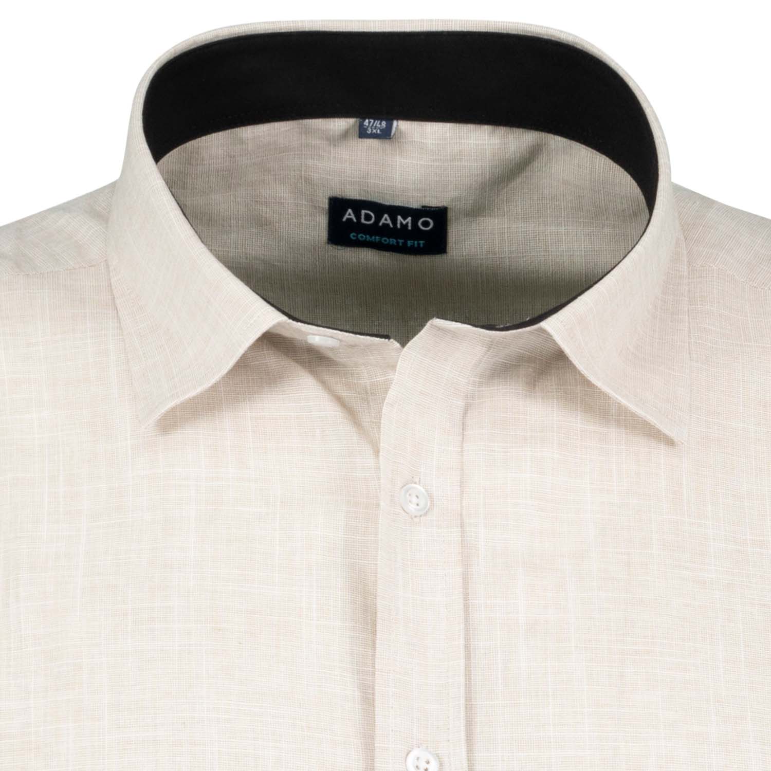 Detailansicht ADAMO Herren Freizeithemd Übergrößen COMFORT FIT in Beige, langarm, 3XL-10XL.