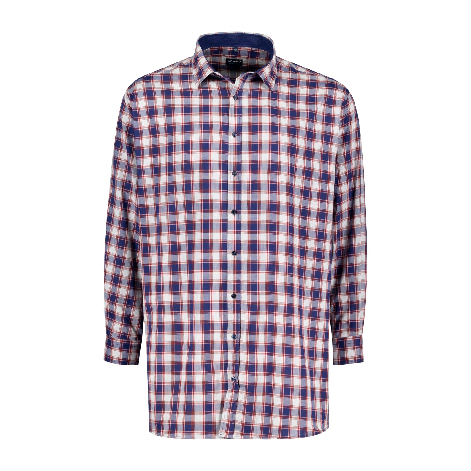 Vorderansicht ADAMO Übergrößen Herren Freizeithemd kariert COMFORT FIT, navy, langarm, 3XL-10XL.