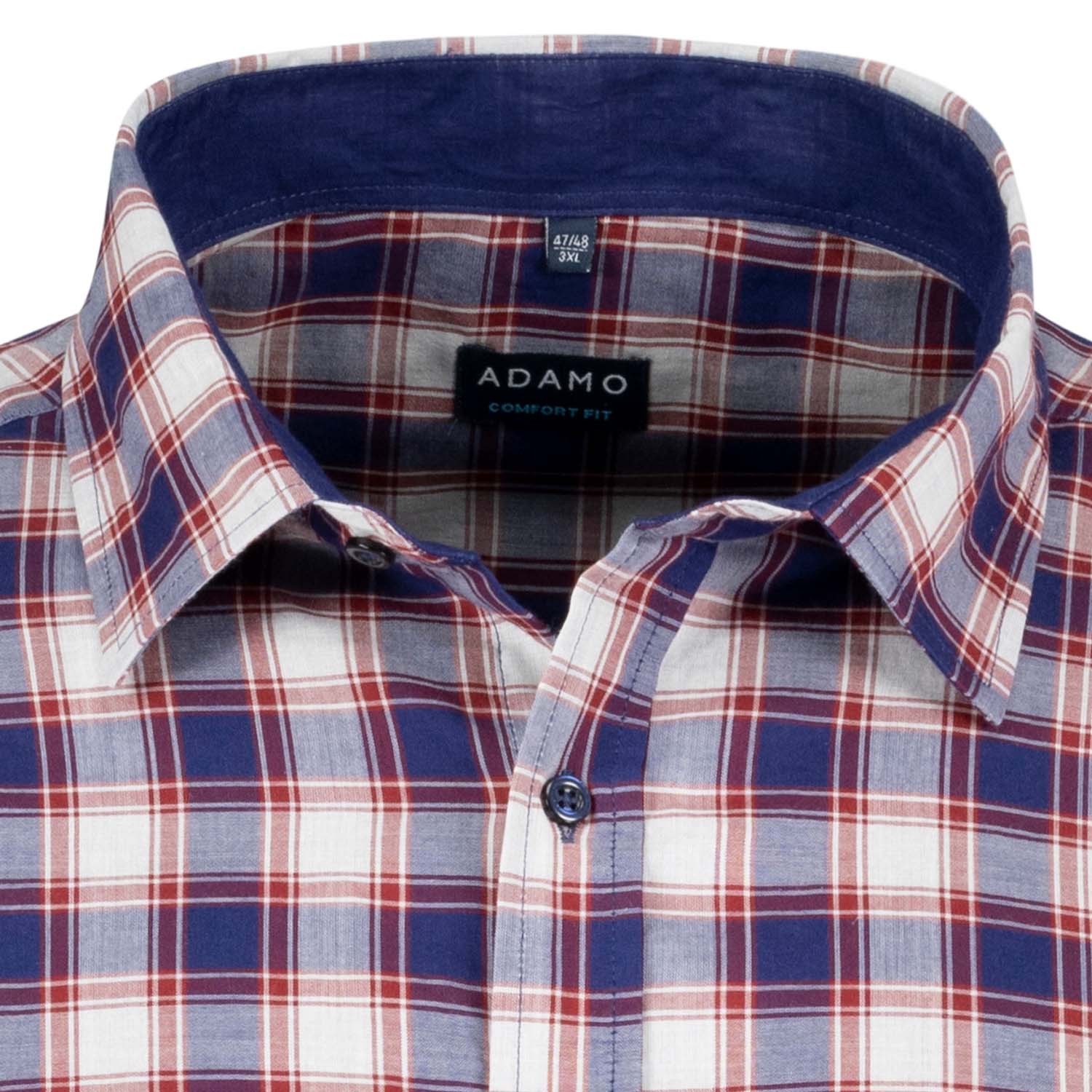 Detailansicht ADAMO Herren Freizeithemd kariert Übergrößen COMFORT FIT in Navy, langarm, 3XL-10XL.