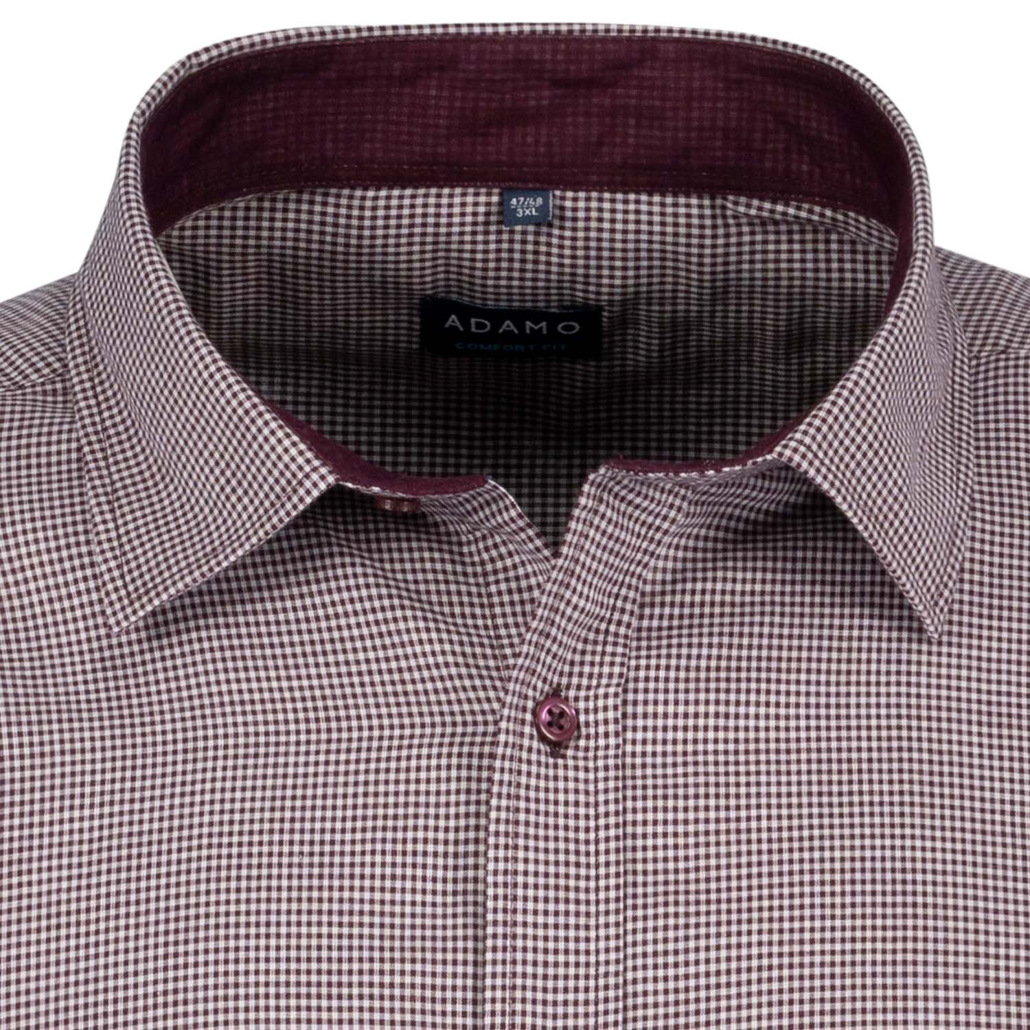 Detailansicht ADAMO Herren Freizeithemd kariert Übergrößen COMFORT FIT in Weinrot, langarm, 3XL-10XL.